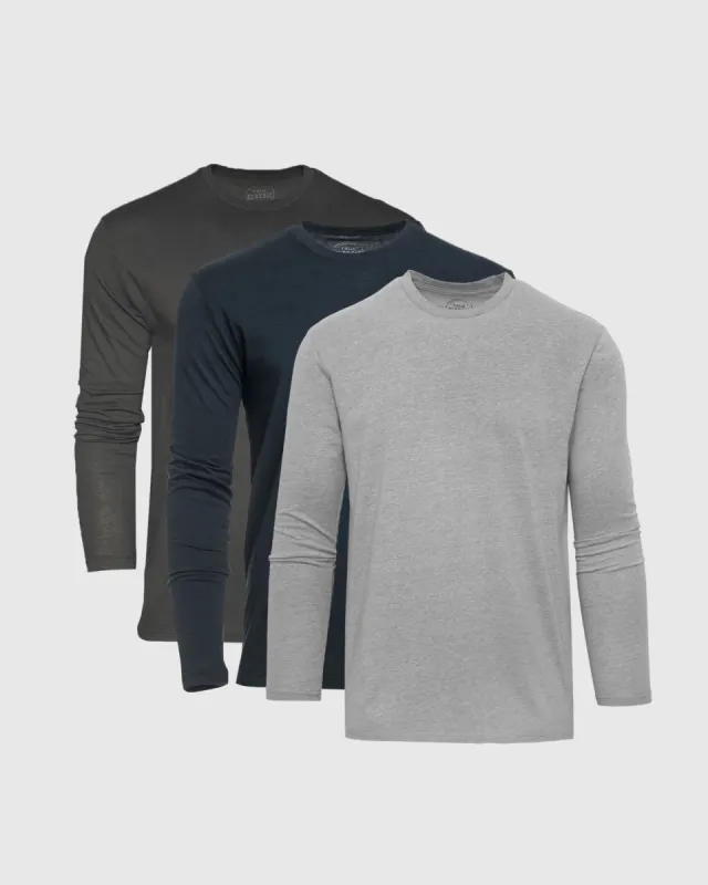 Blue and Gray Long Sleeve Crew 3-Pack sold by True Classic