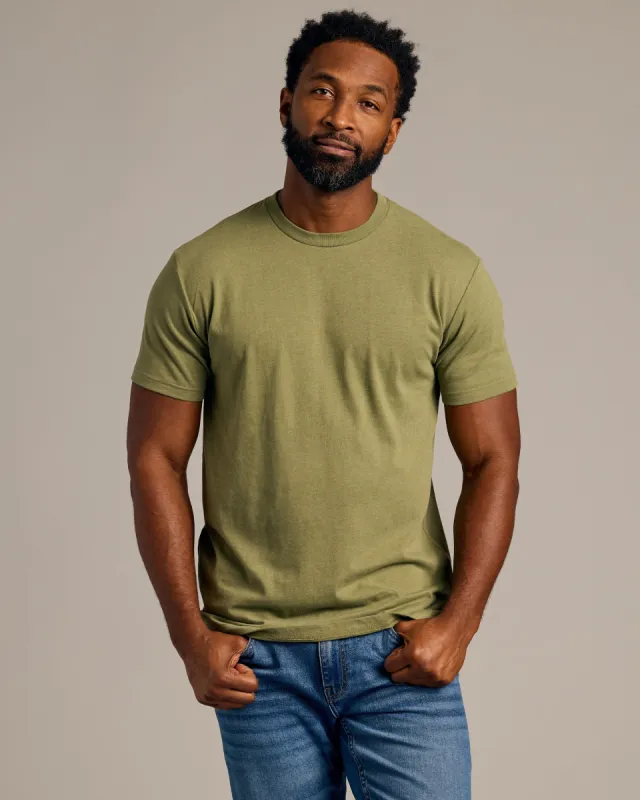 Dark Heather Willow Short Sleeve Crew Neck Tee sold by True Classic