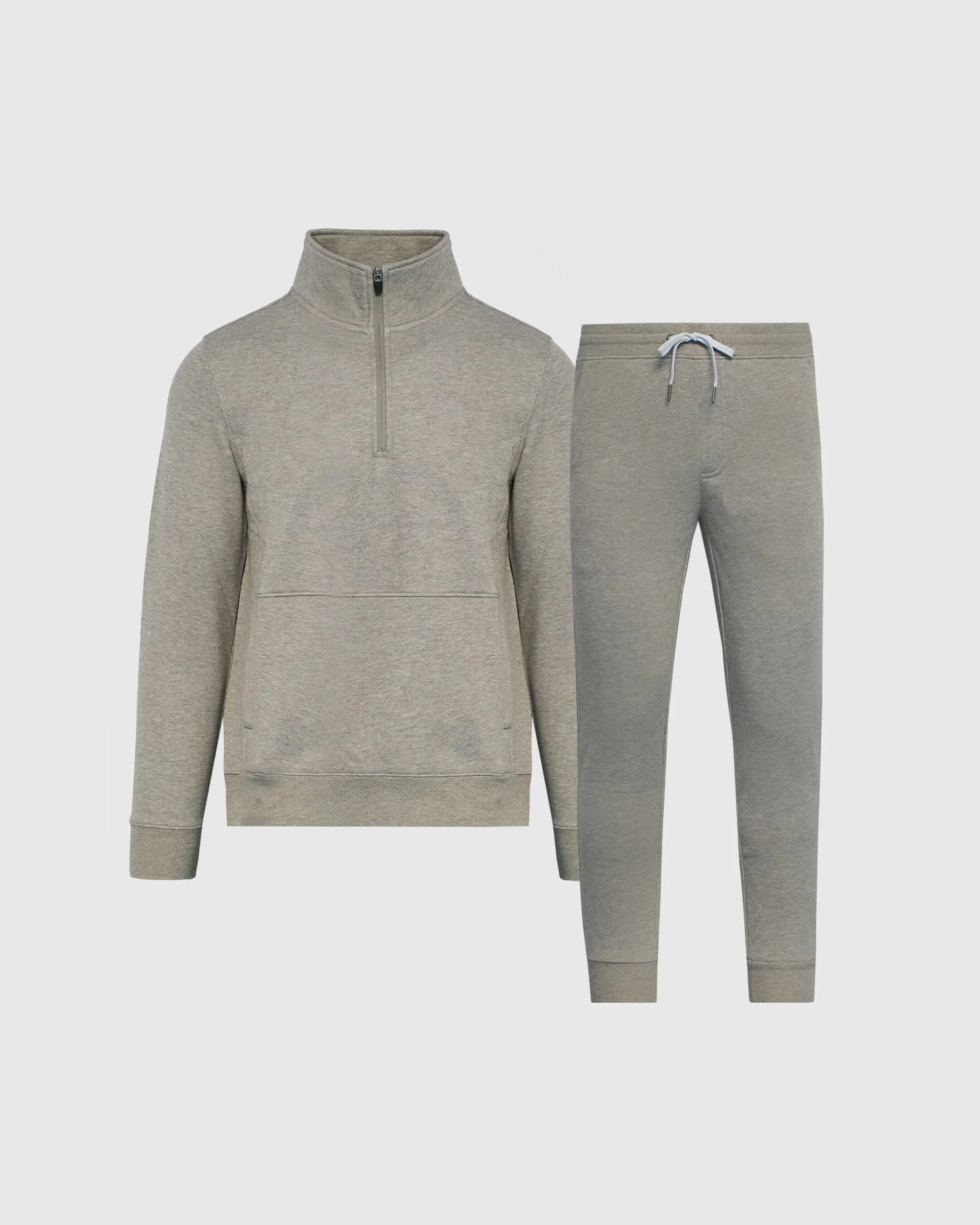 Medium Heather Gray Half Zip Fleece Sweatshirt & Jogger Outfit 2-Pack sold by True Classic