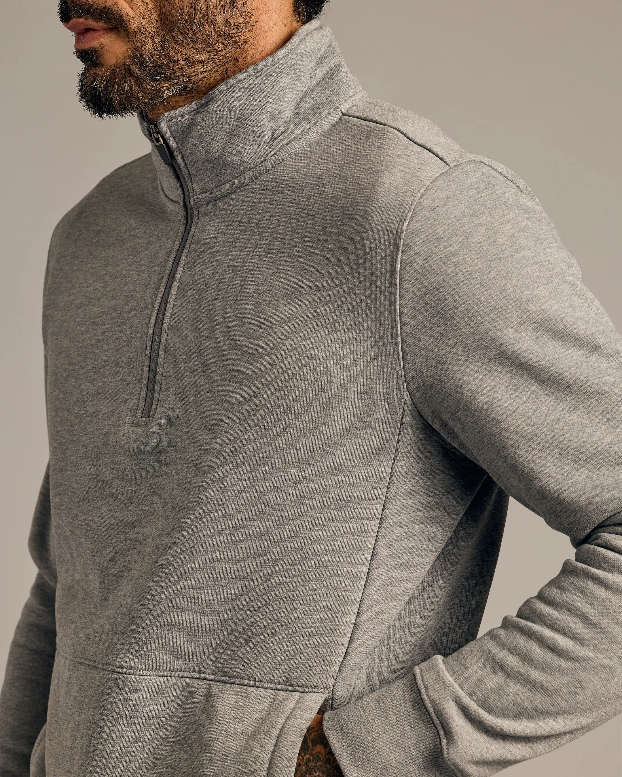 Medium Heather Gray Half Zip Fleece Sweatshirt & Jogger Outfit 2-Pack sold by True Classic product image thumbnail 4