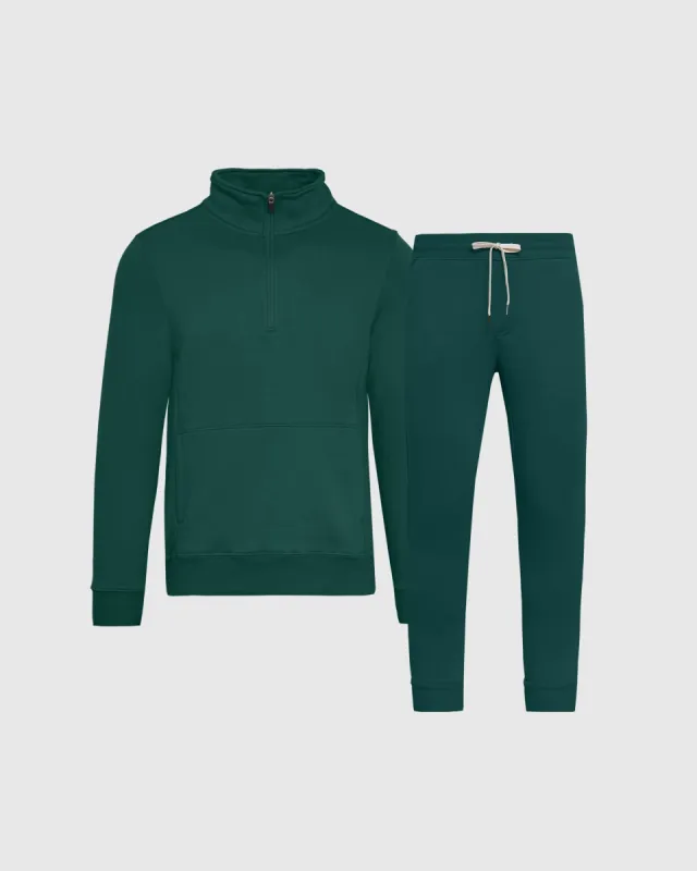 Emerald Half Zip Fleece Sweatshirt & Jogger Outfit 2-Pack sold by True Classic