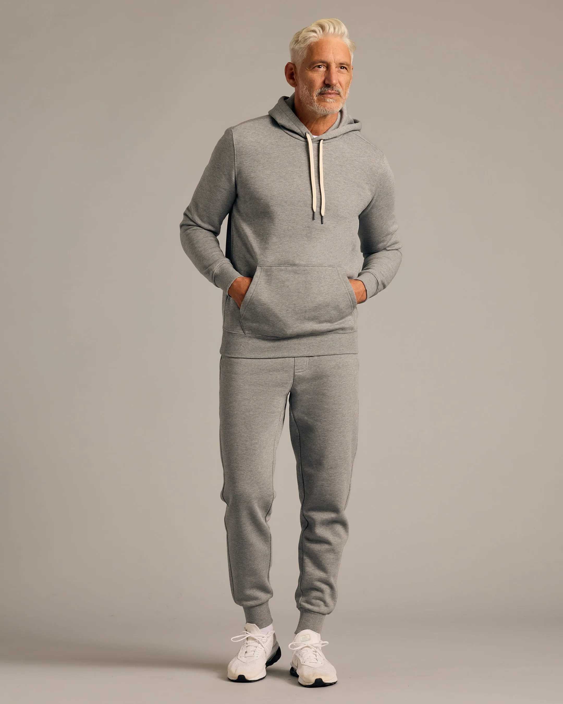 Medium Heather Gray Fleece French Terry Pullover Hoodie sold by True Classic product image thumbnail 4