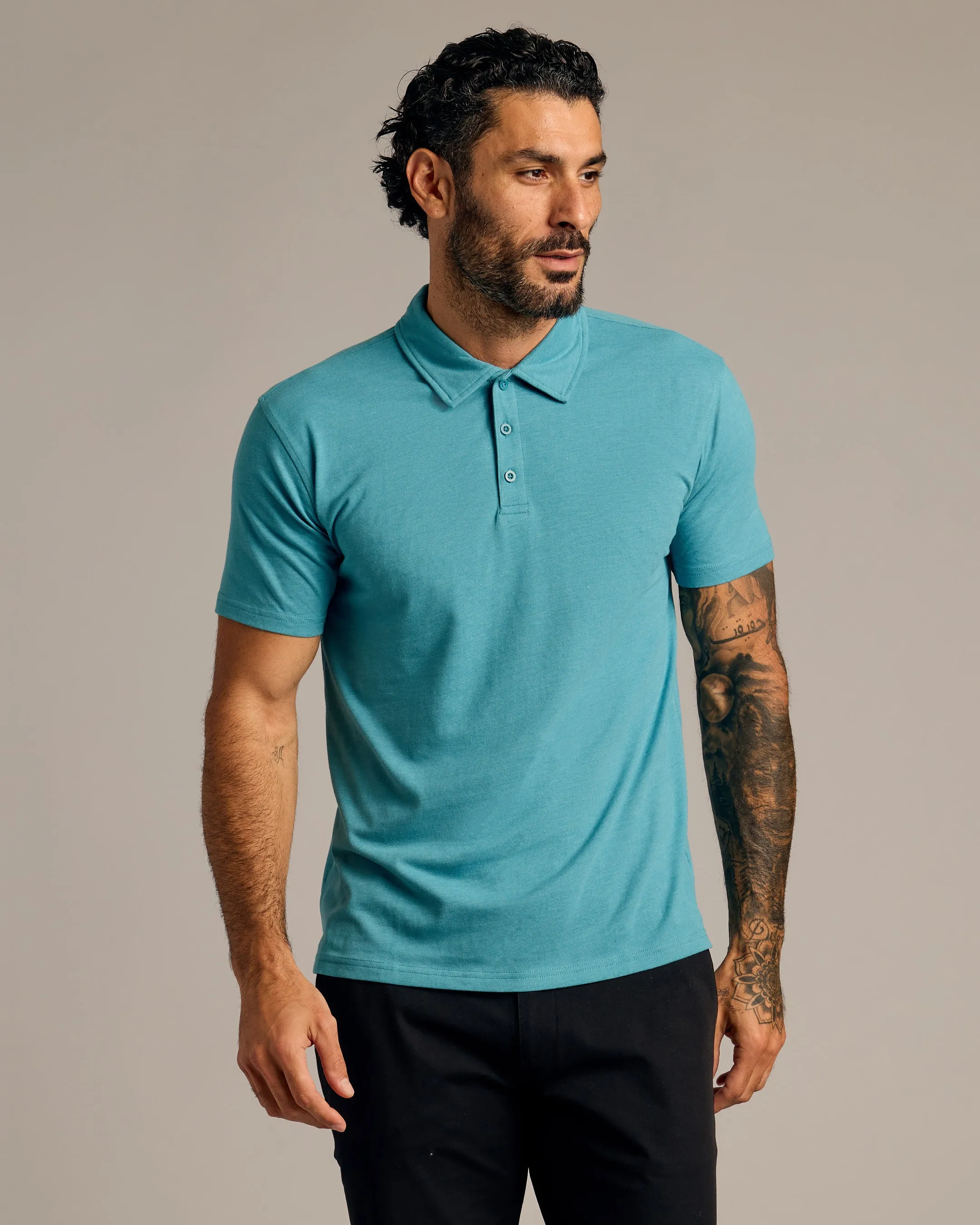 Dark Heather Harbor Short Sleeve Polo sold by True Classic