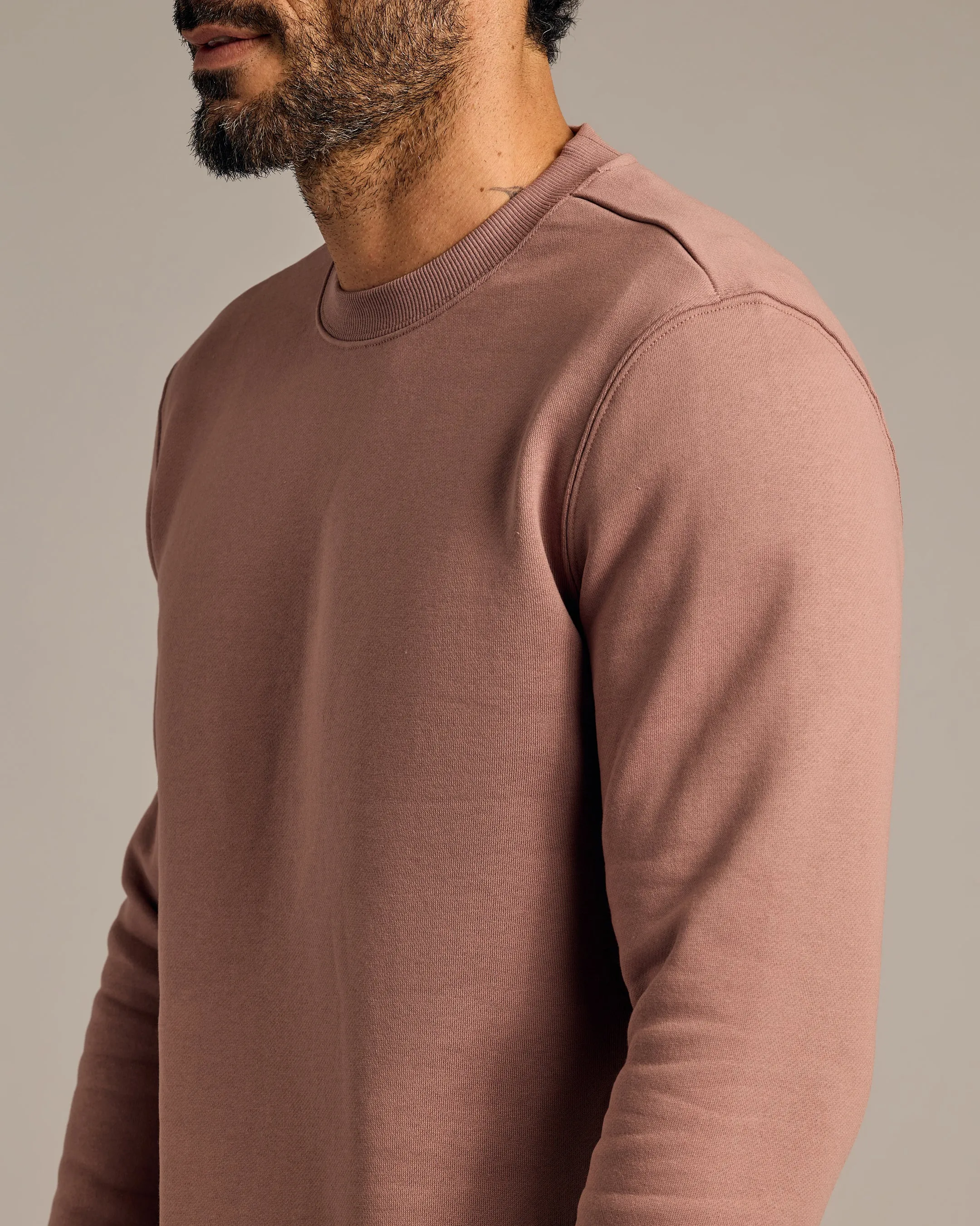 Slate Mauve Fleece French Terry Pullover Crew Neck Sweatshirt sold by True Classic product image thumbnail 5
