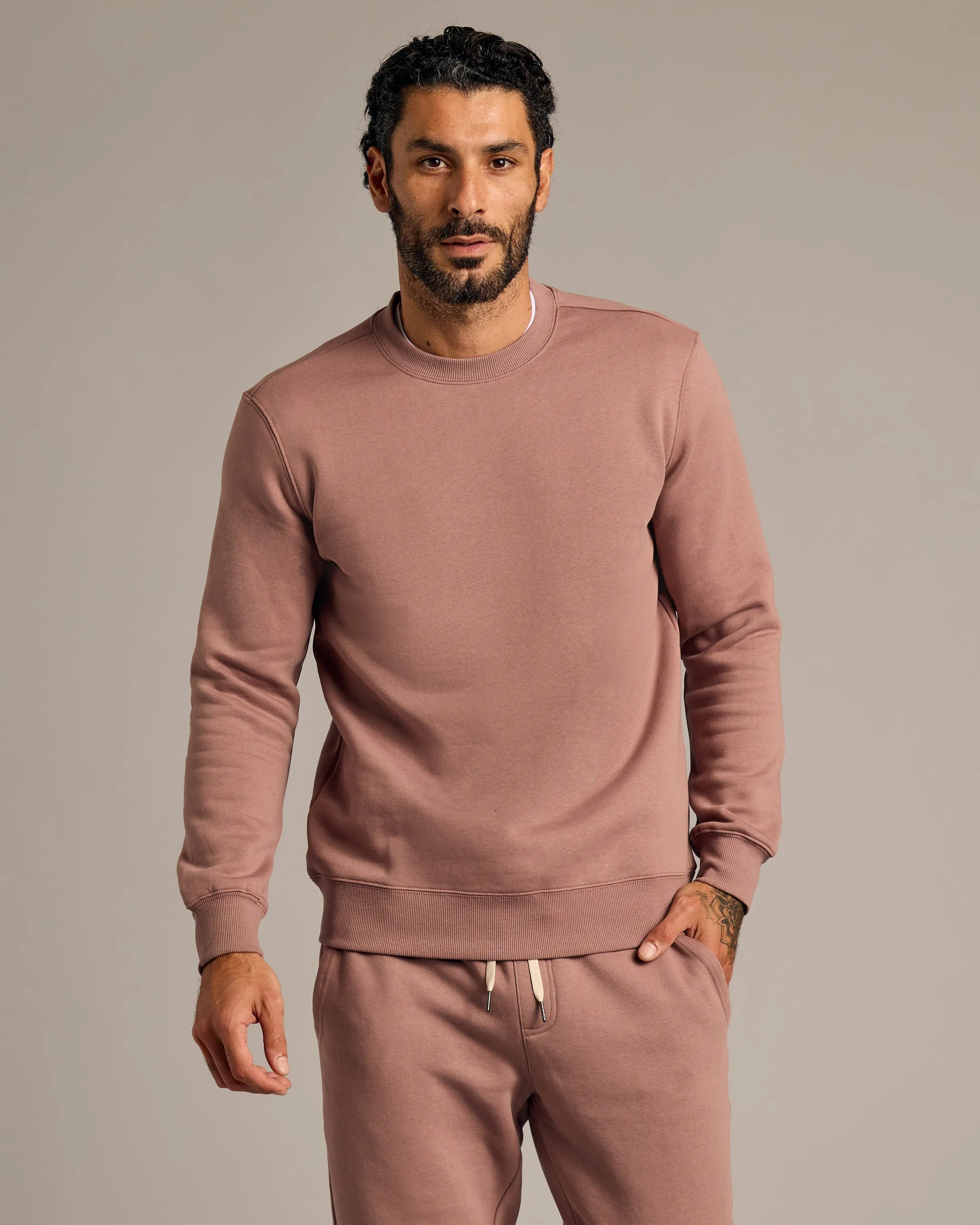 Slate Mauve Fleece French Terry Pullover Crew Neck Sweatshirt sold by True Classic