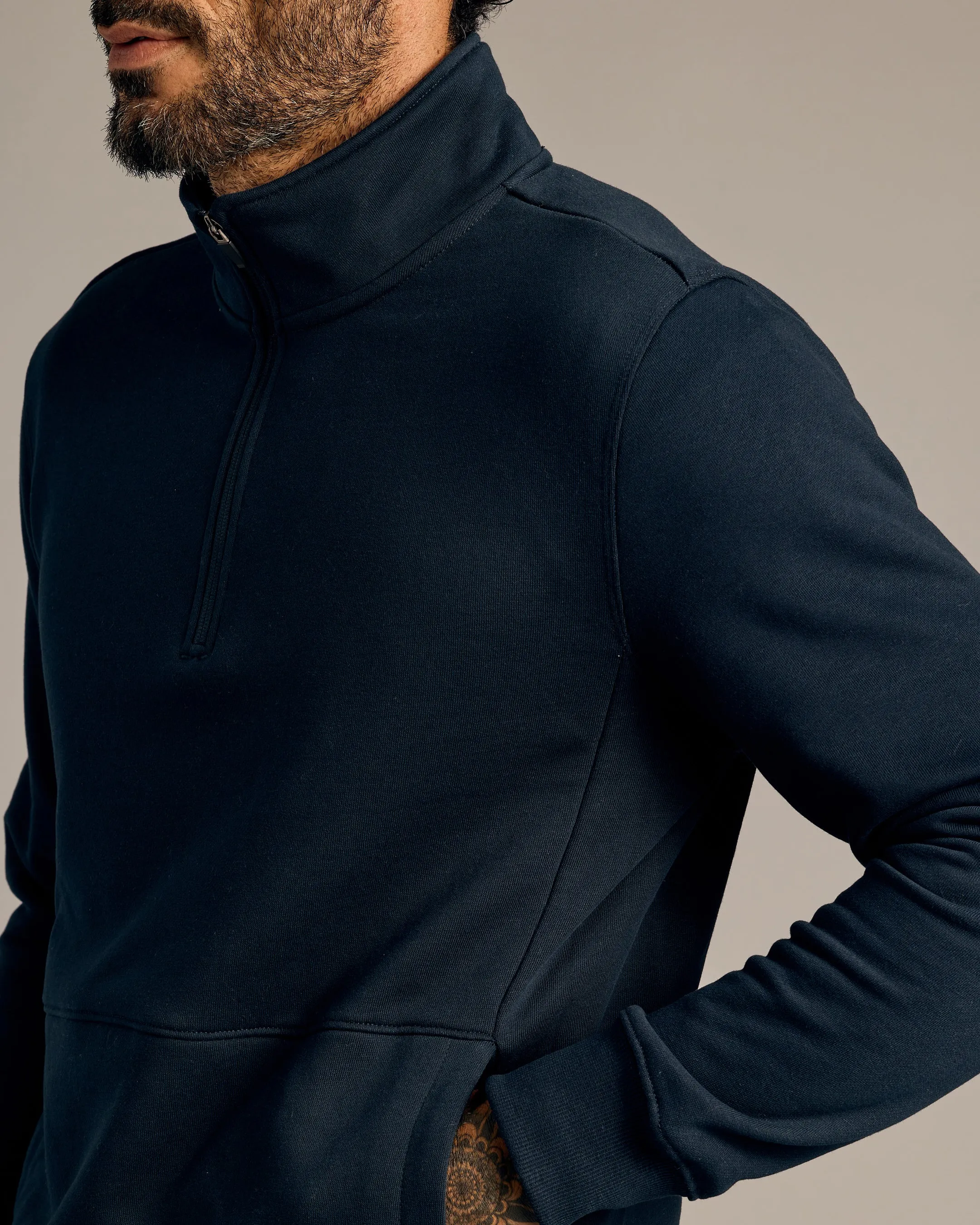 Navy Half Zip Fleece Sweatshirt sold by True Classic product image thumbnail 5
