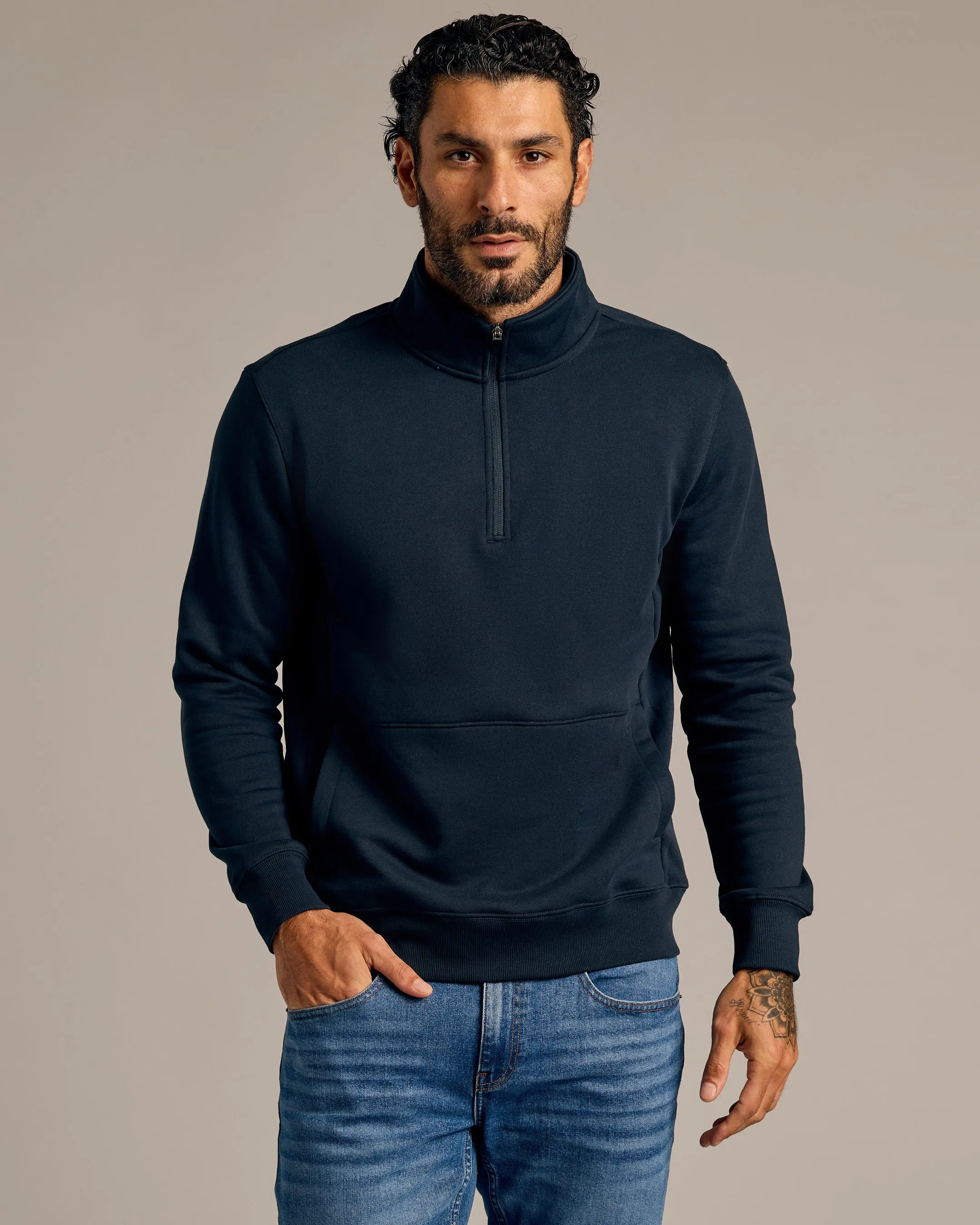 Navy Half Zip Fleece Sweatshirt sold by True Classic