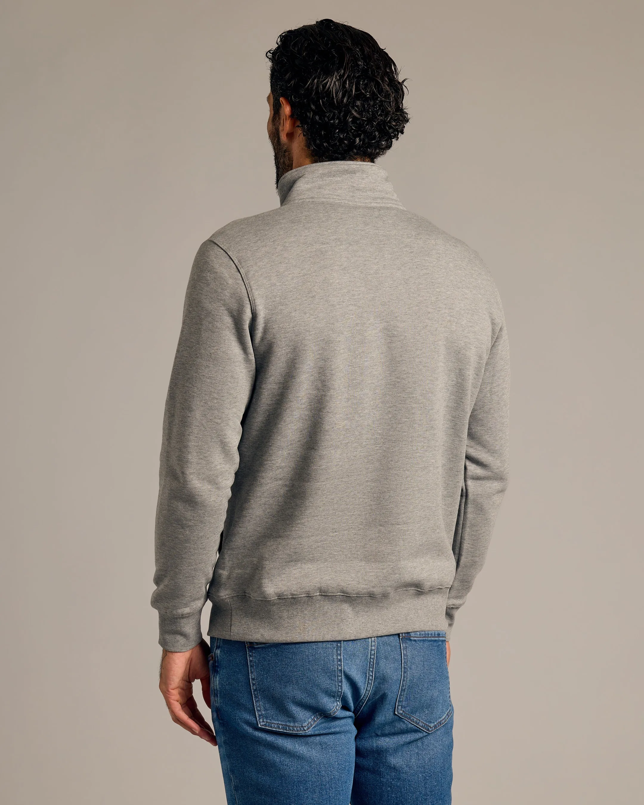 Medium Heather Gray Half Zip Fleece Sweatshirt sold by True Classic product image thumbnail 3