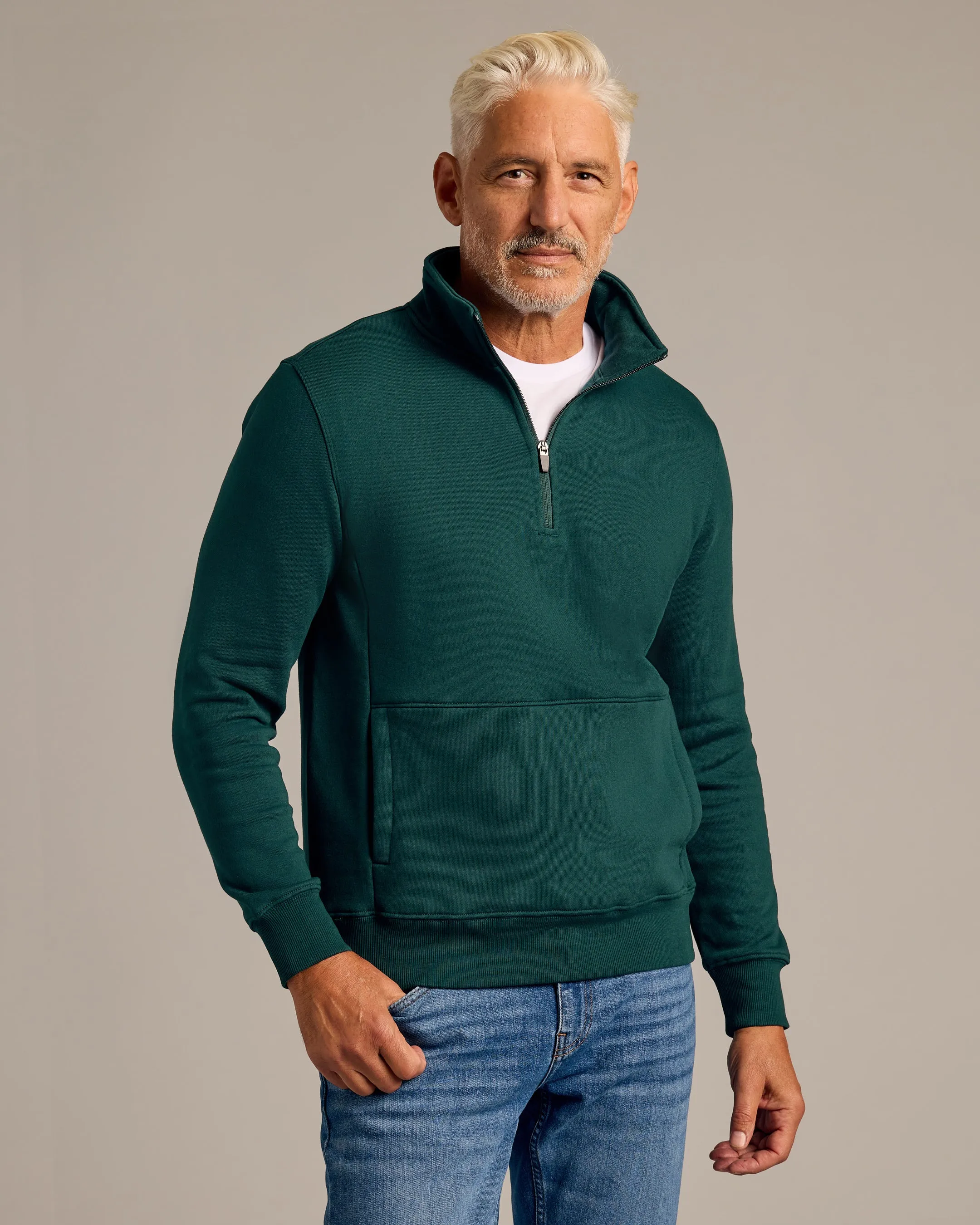 Emerald Half Zip Fleece Sweatshirt sold by True Classic