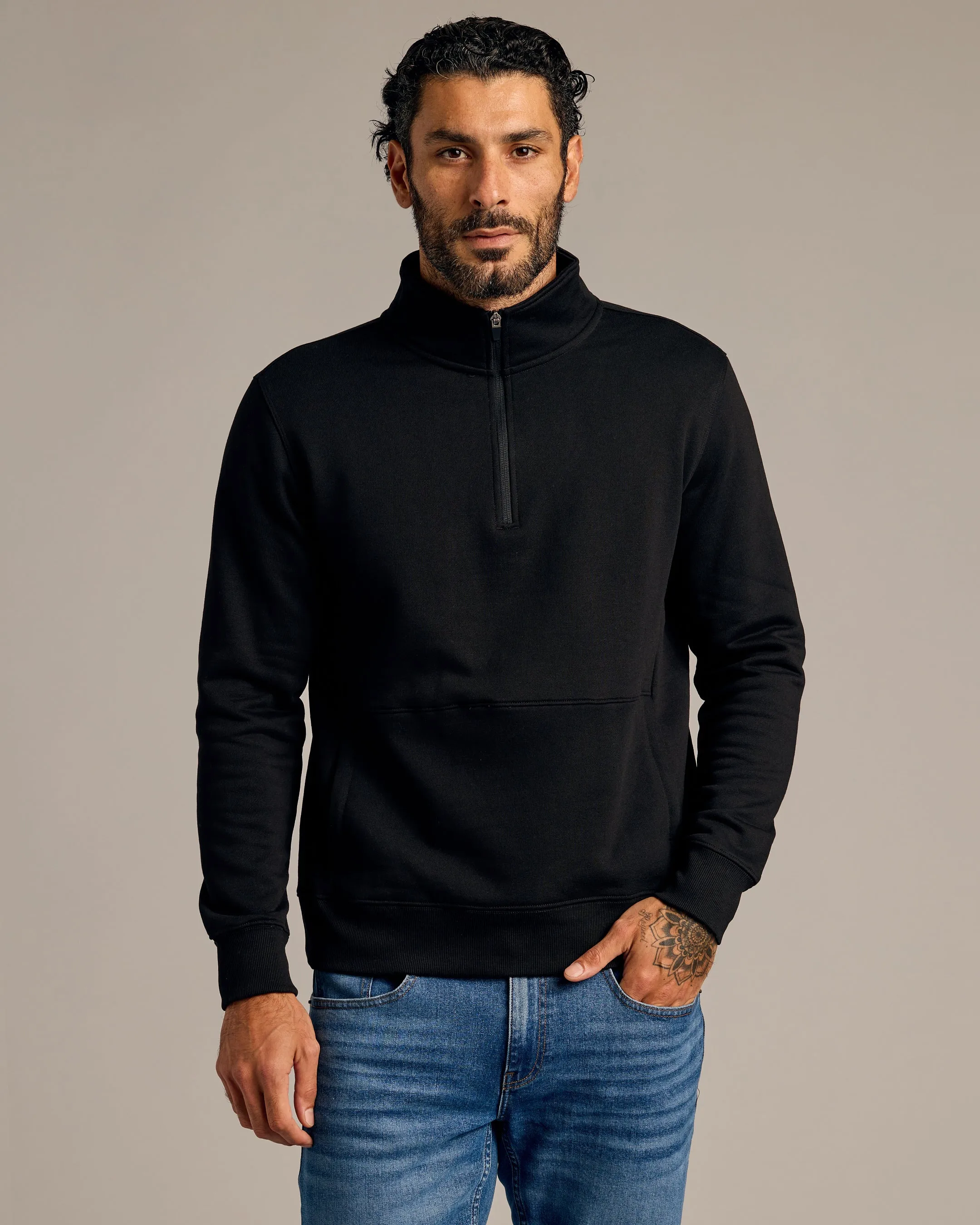 Black Half Zip Fleece Sweatshirt sold by True Classic
