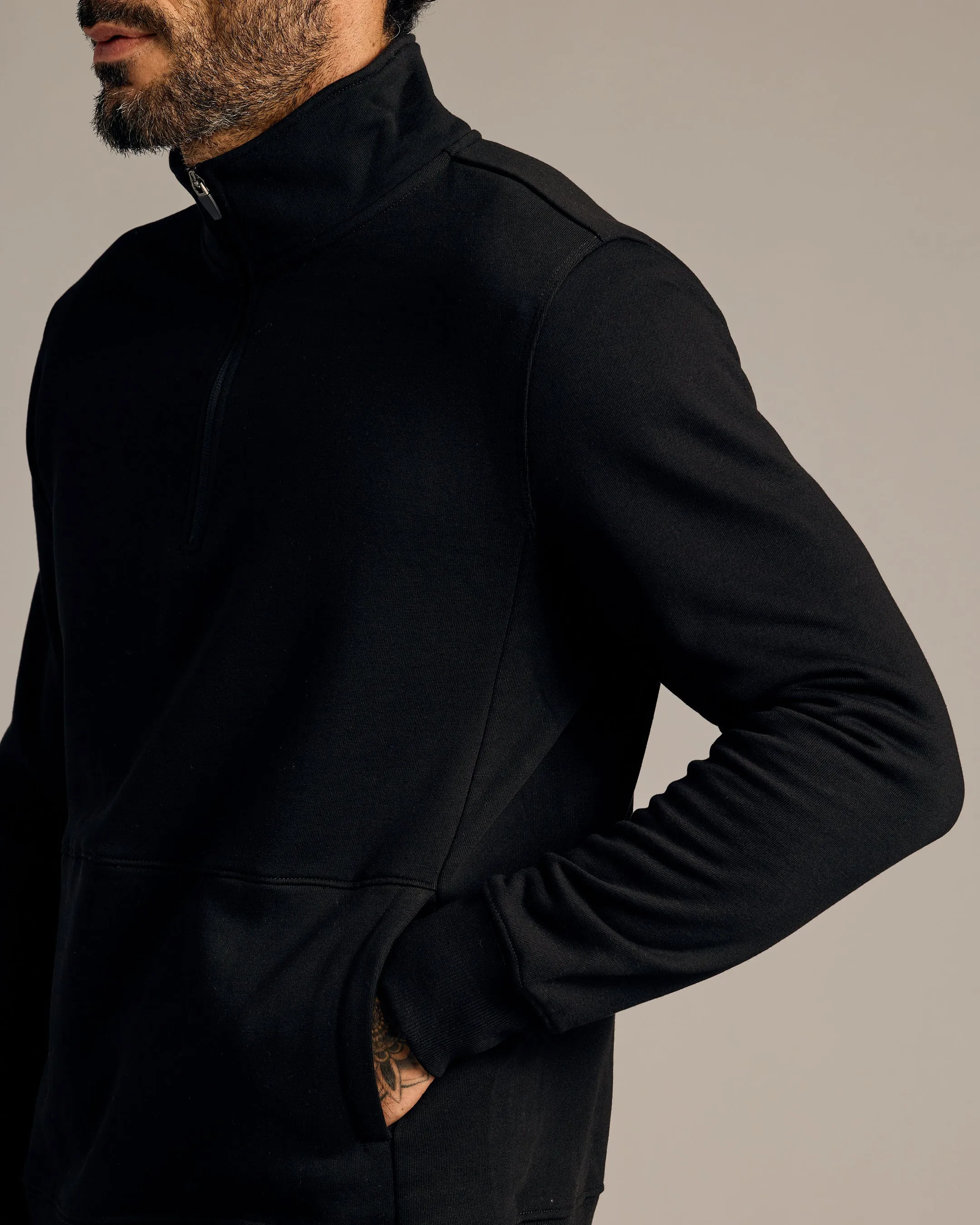 Black Half Zip Fleece Sweatshirt sold by True Classic product image thumbnail 5