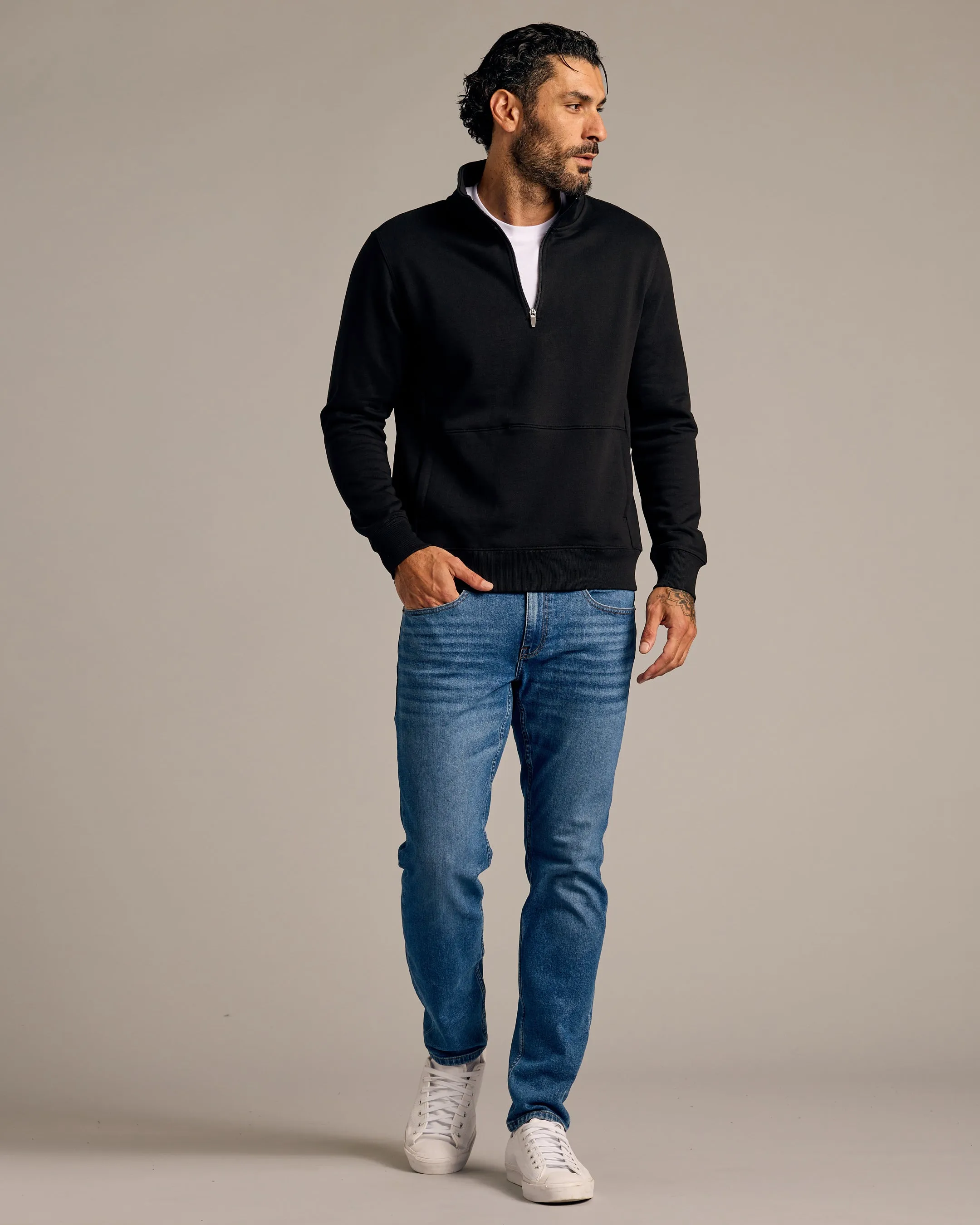 Black Half Zip Fleece Sweatshirt sold by True Classic product image thumbnail 4