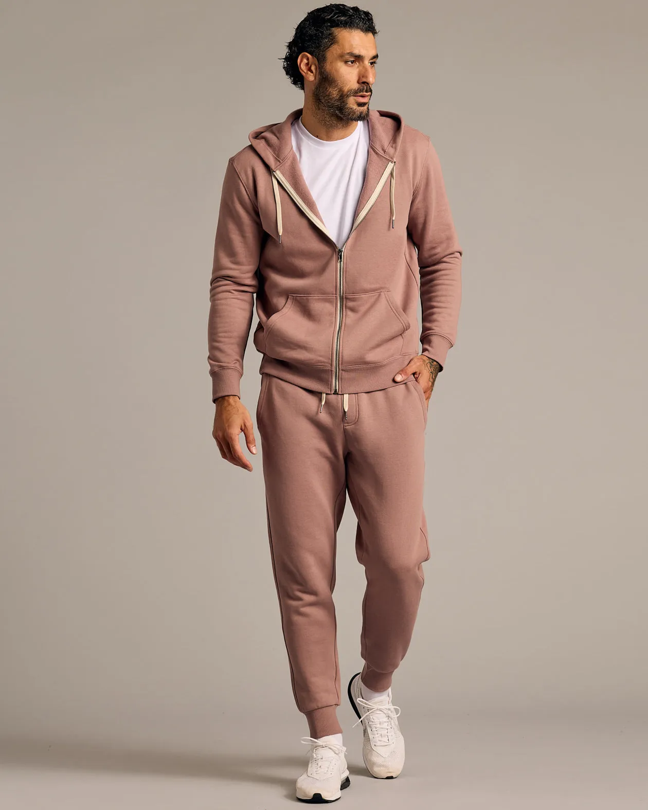 Slate Mauve Fleece French Terry Zip Hoodie sold by True Classic product image thumbnail 4