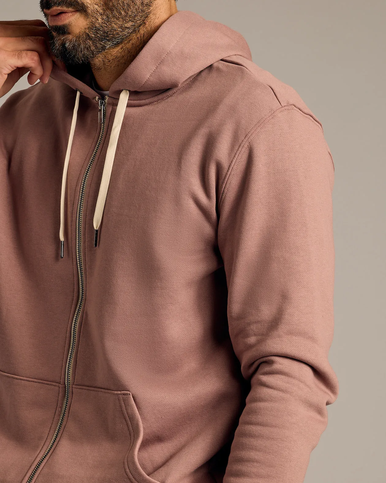 Slate Mauve Fleece French Terry Zip Hoodie sold by True Classic product image thumbnail 5
