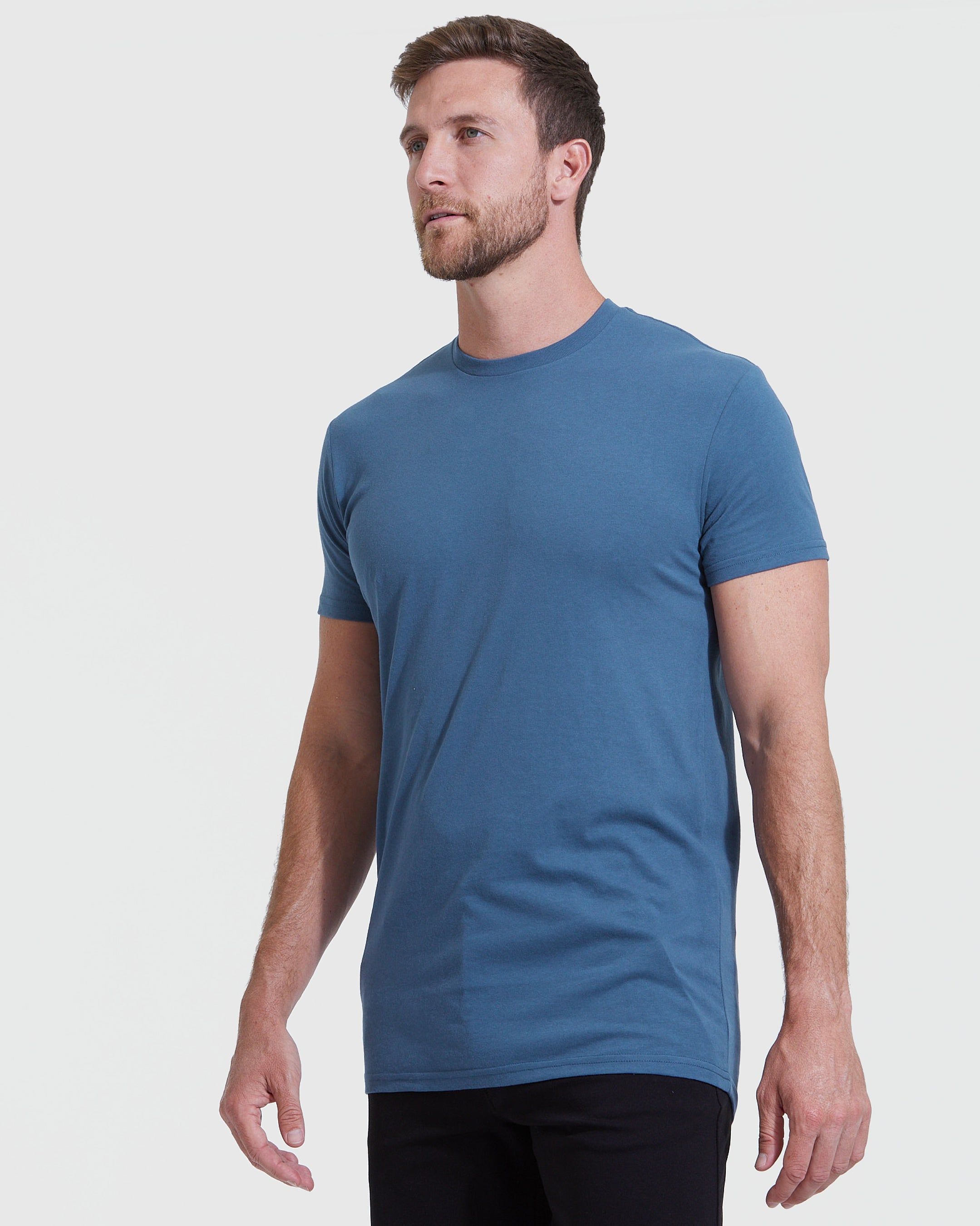 Stone Blue Tall Round Hem Crew Neck T-Shirt sold by True Classic product image thumbnail 3