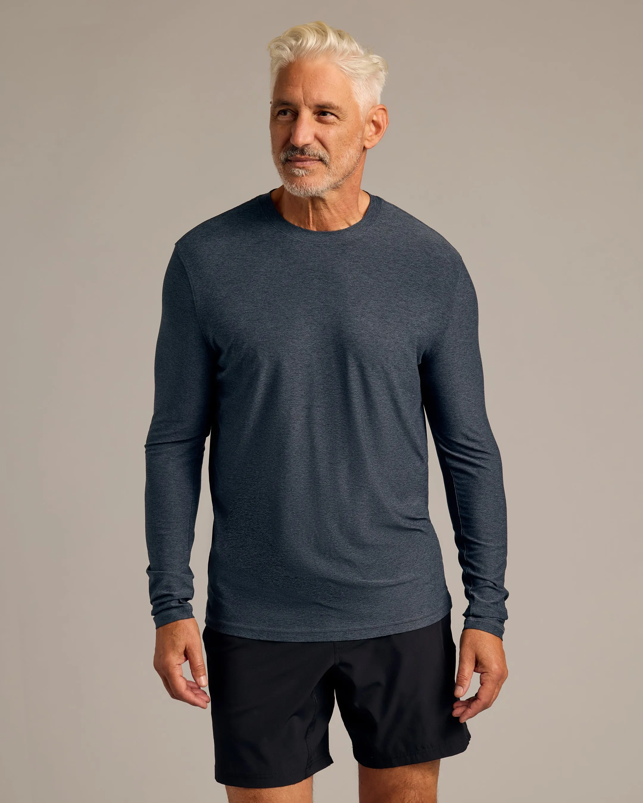 Dark Heather Fiord Active Long Sleeve Crew T-Shirt sold by True Classic