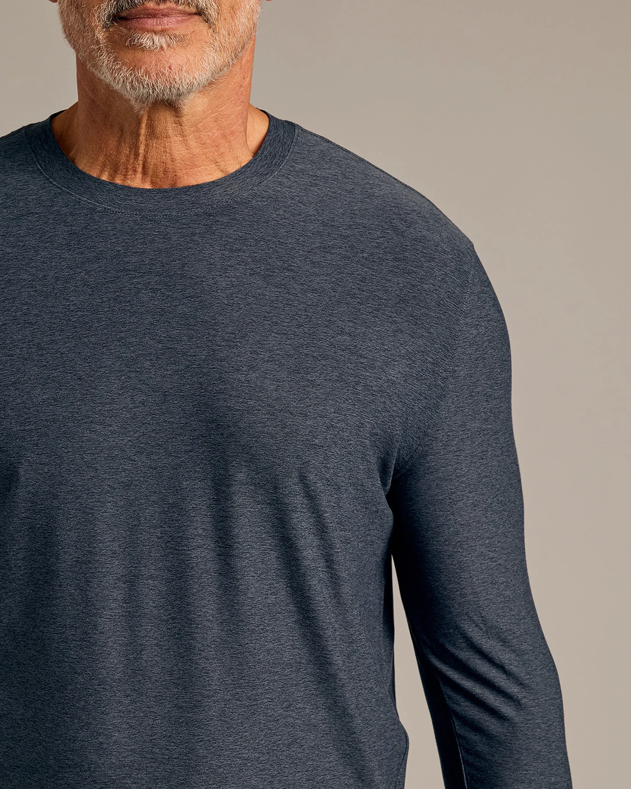Dark Heather Fiord Active Long Sleeve Crew T-Shirt sold by True Classic product image thumbnail 5