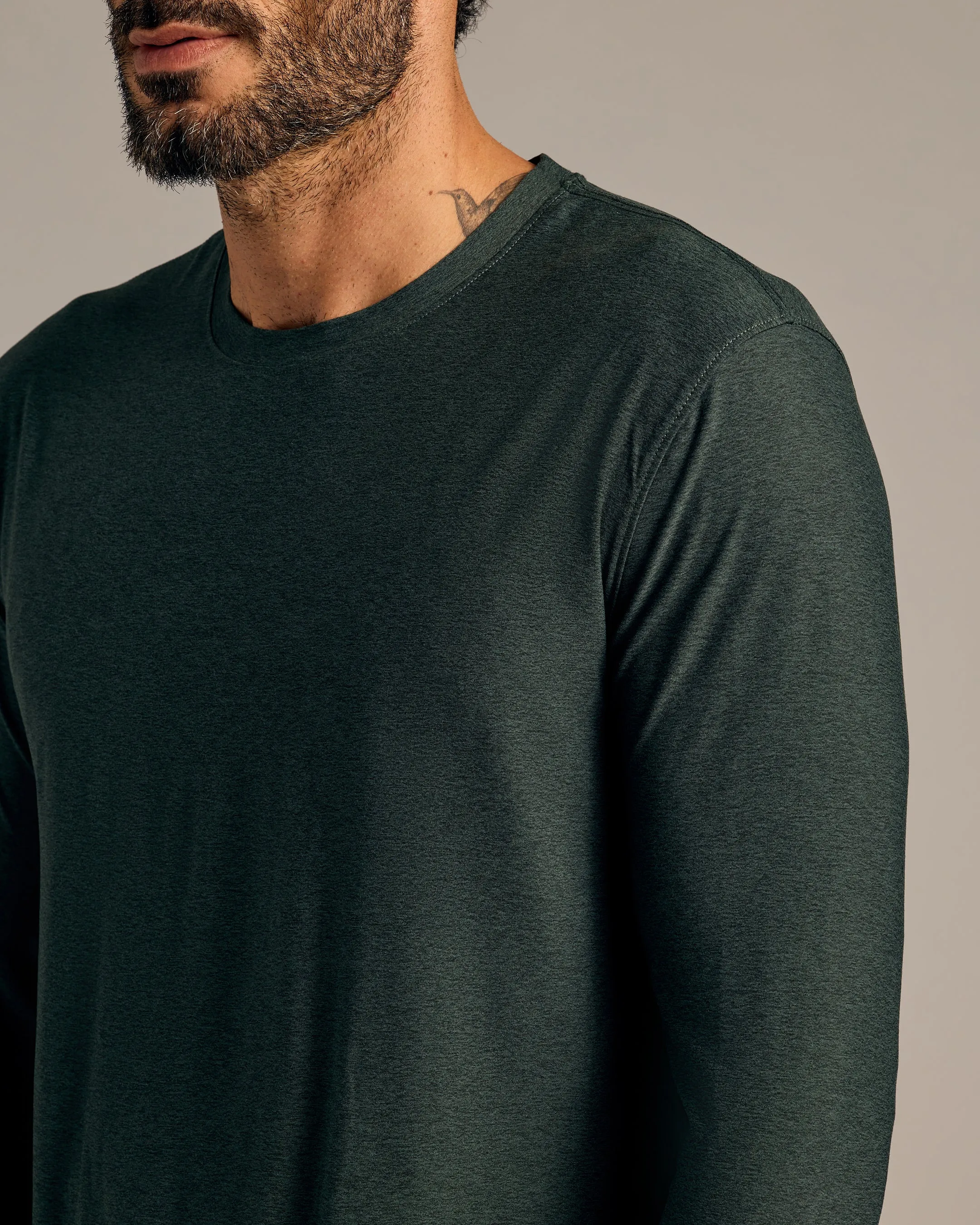 Dark Heather Forest Active Long Sleeve Crew T-Shirt sold by True Classic product image thumbnail 5