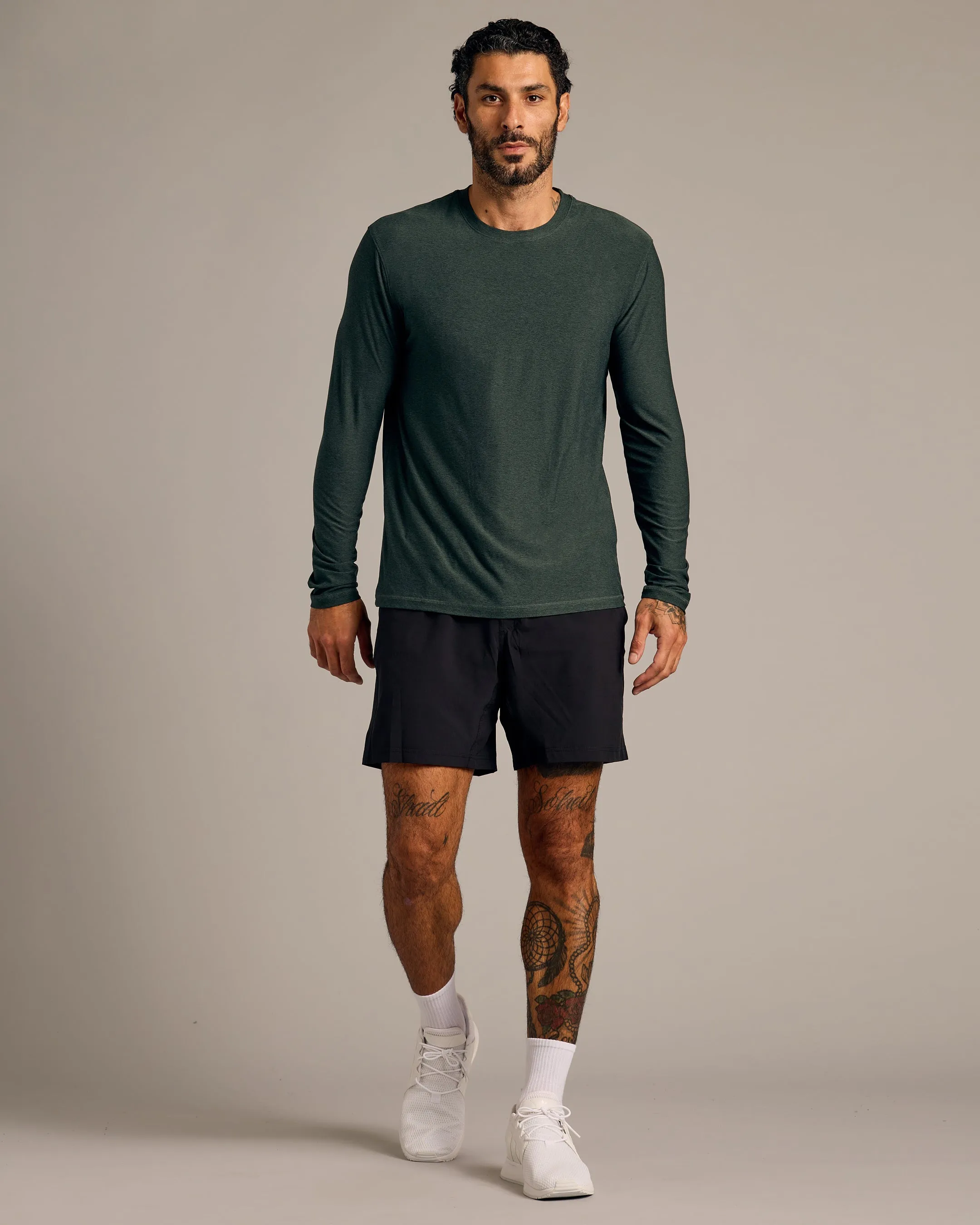 Dark Heather Forest Active Long Sleeve Crew T-Shirt sold by True Classic product image thumbnail 4
