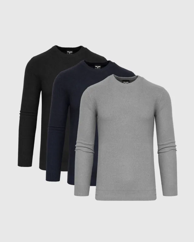 Heather Pique Crew Sweater 3-Pack sold by True Classic