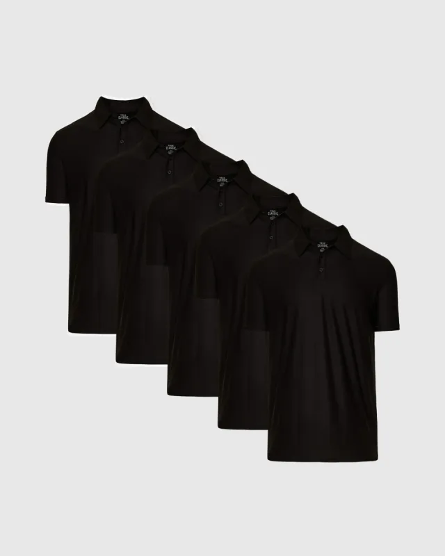 All Black Active Polo Short Sleeve 5-Pack sold by True Classic