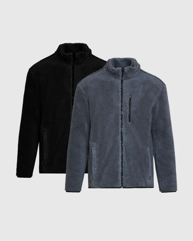 Stormy Black Sherpa Full Zip Jacket 2-Pack sold by True Classic