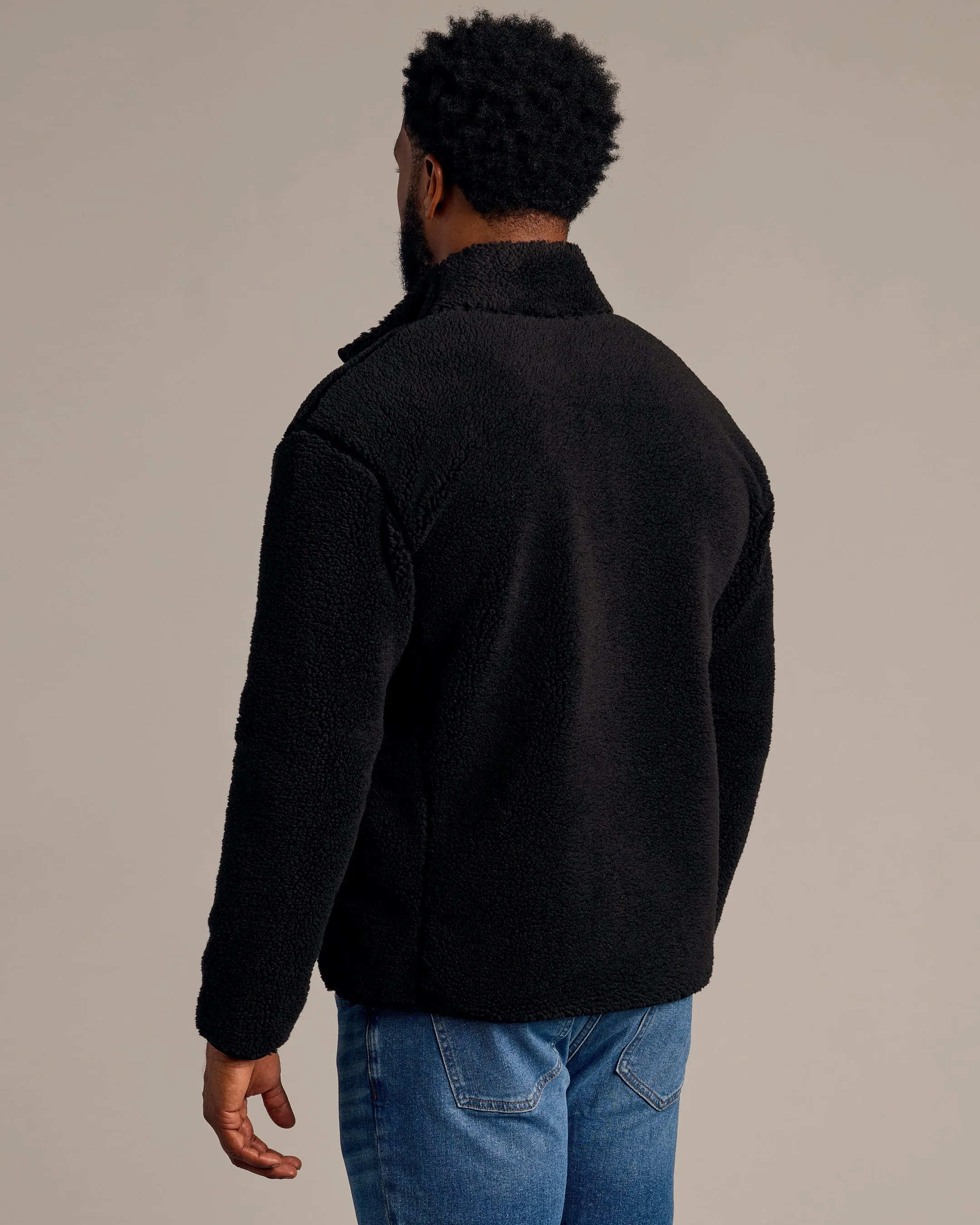 Black Sherpa Full Zip Jacket sold by True Classic product image thumbnail 3