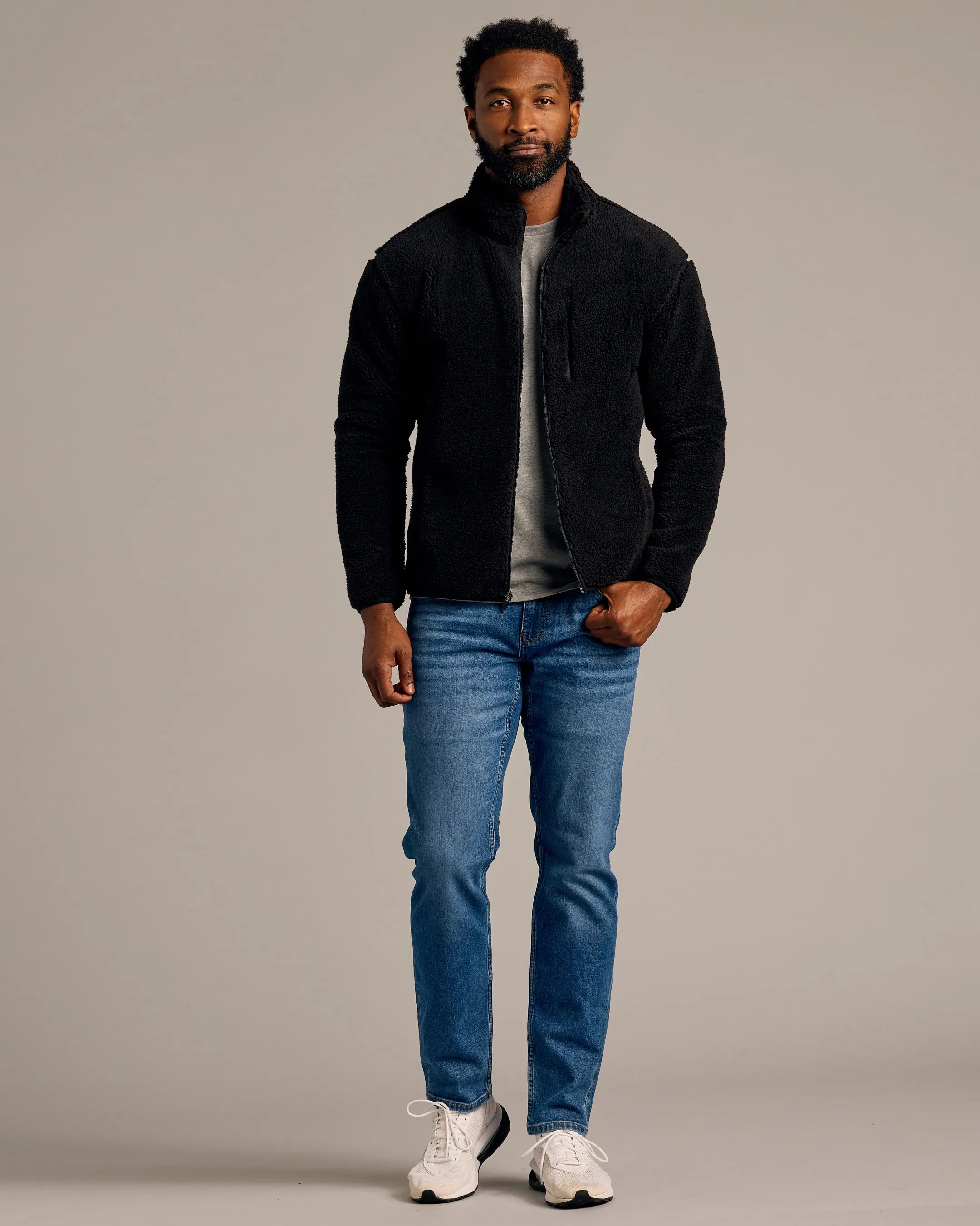 Black Sherpa Full Zip Jacket sold by True Classic product image thumbnail 5