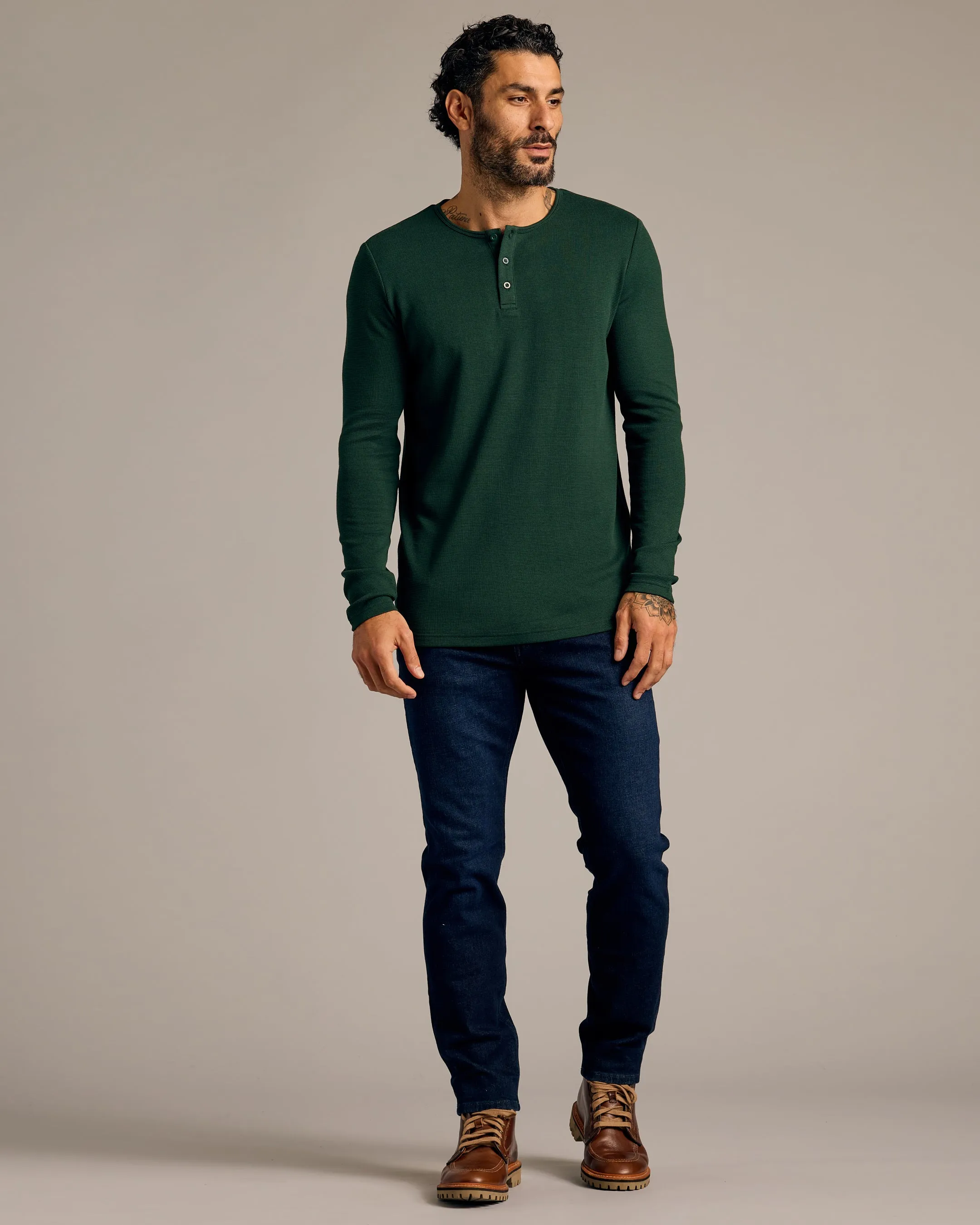 Kale Waffle Long Sleeve Henley sold by True Classic product image thumbnail 4