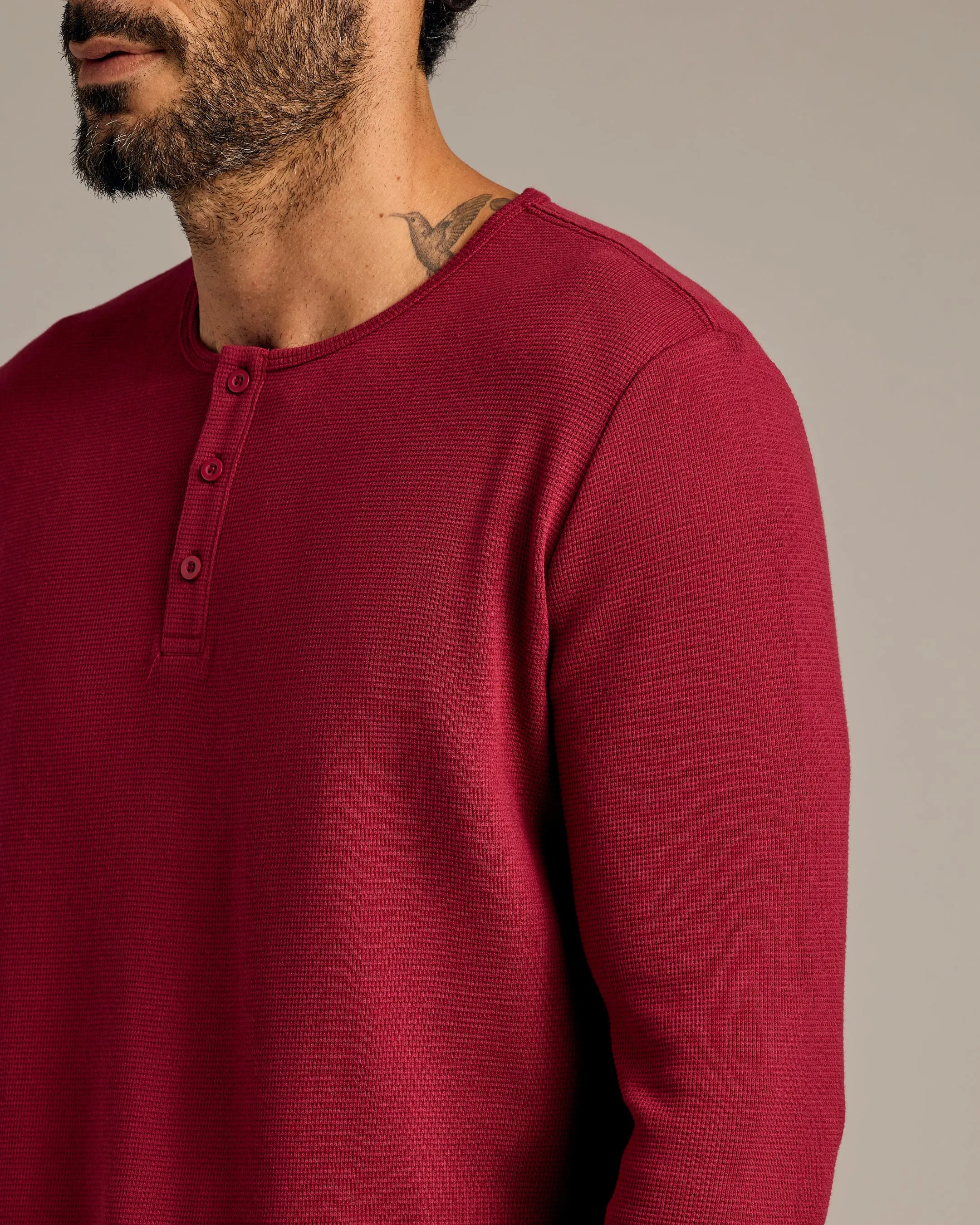 Pinot Waffle Long Sleeve Henley sold by True Classic product image thumbnail 5