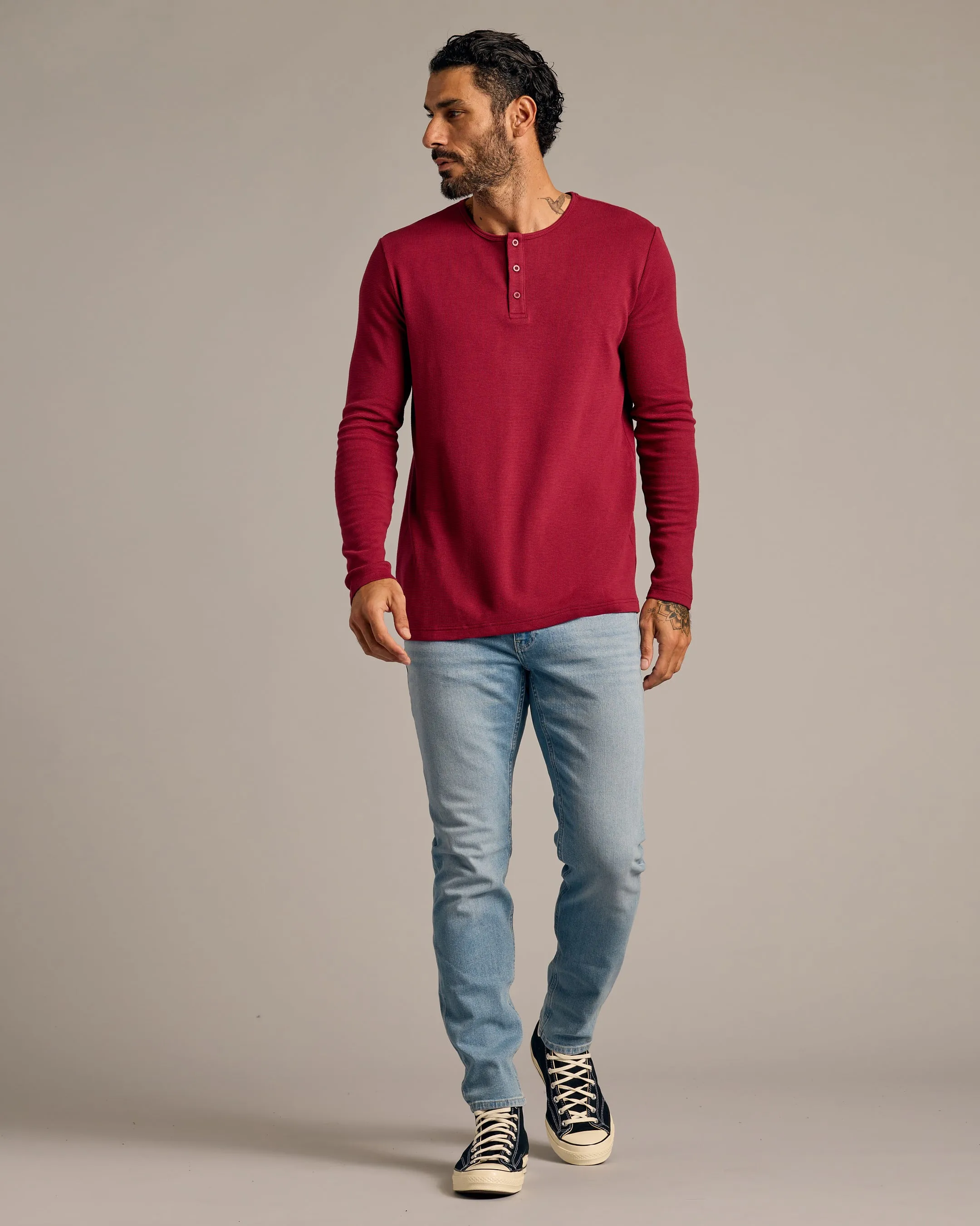 Pinot Waffle Long Sleeve Henley sold by True Classic product image thumbnail 4