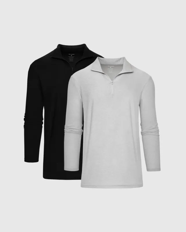 Black & Light Heather Gray Active Quarter Zip 2-Pack made by True Classic