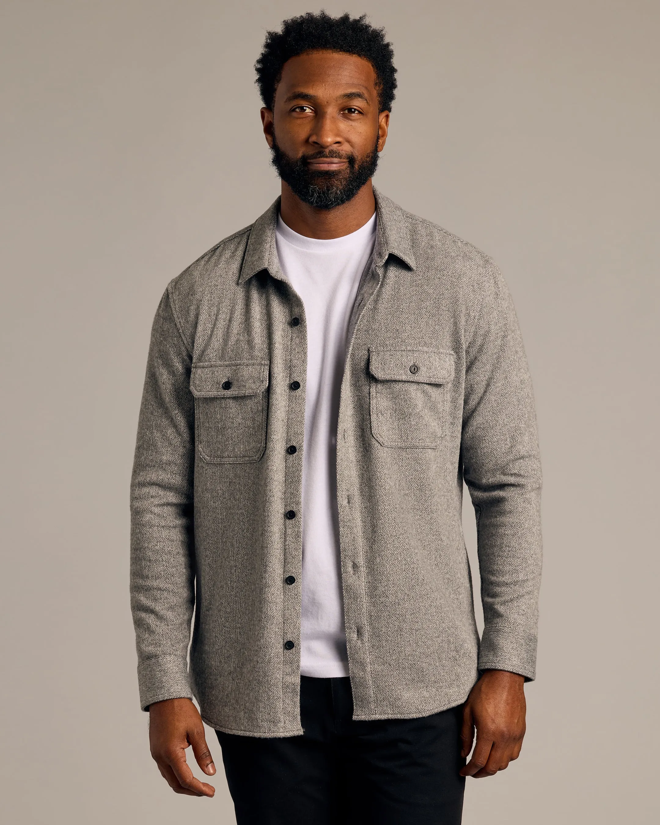 Light Heather Gray Shirt Jacket sold by True Classic