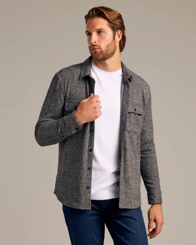 Heather Black Shirt Jacket sold by True Classic