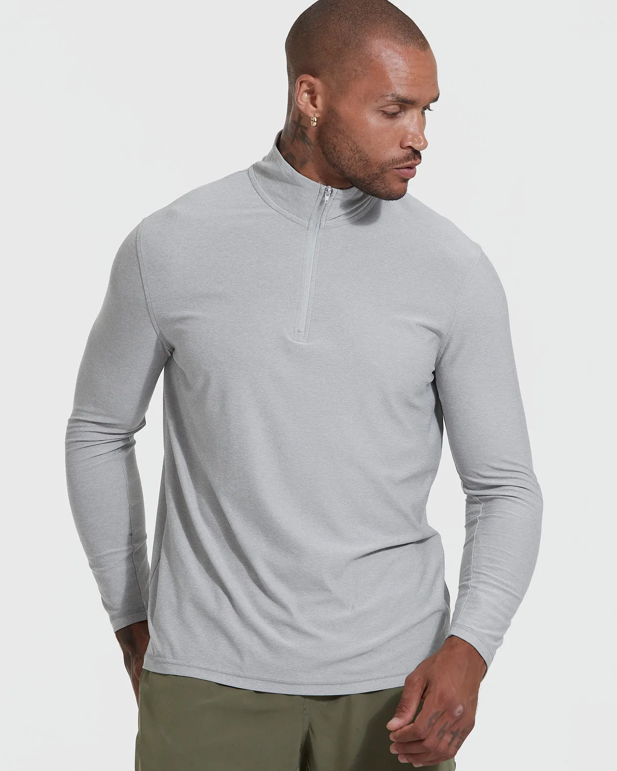 Light Heather Gray Active Quarter Zip Shirt sold by True Classic