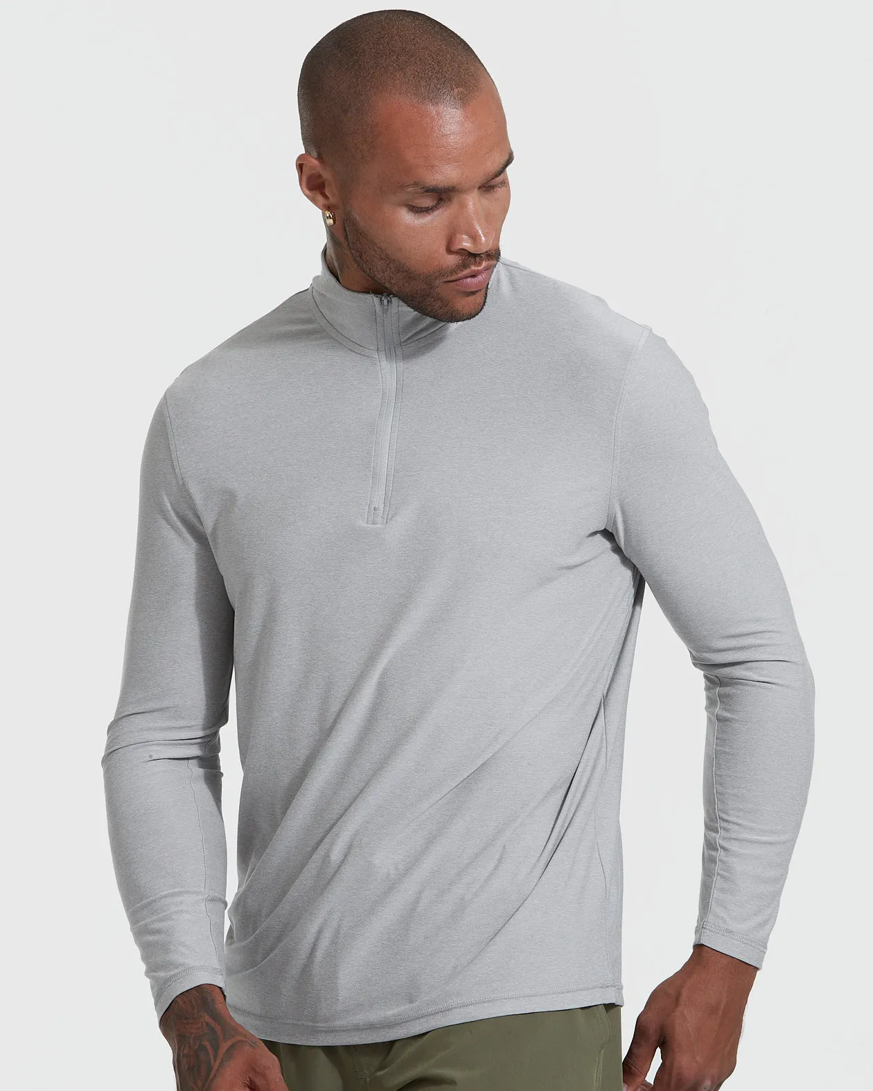 Light Heather Gray Active Quarter Zip Shirt sold by True Classic product image thumbnail 3