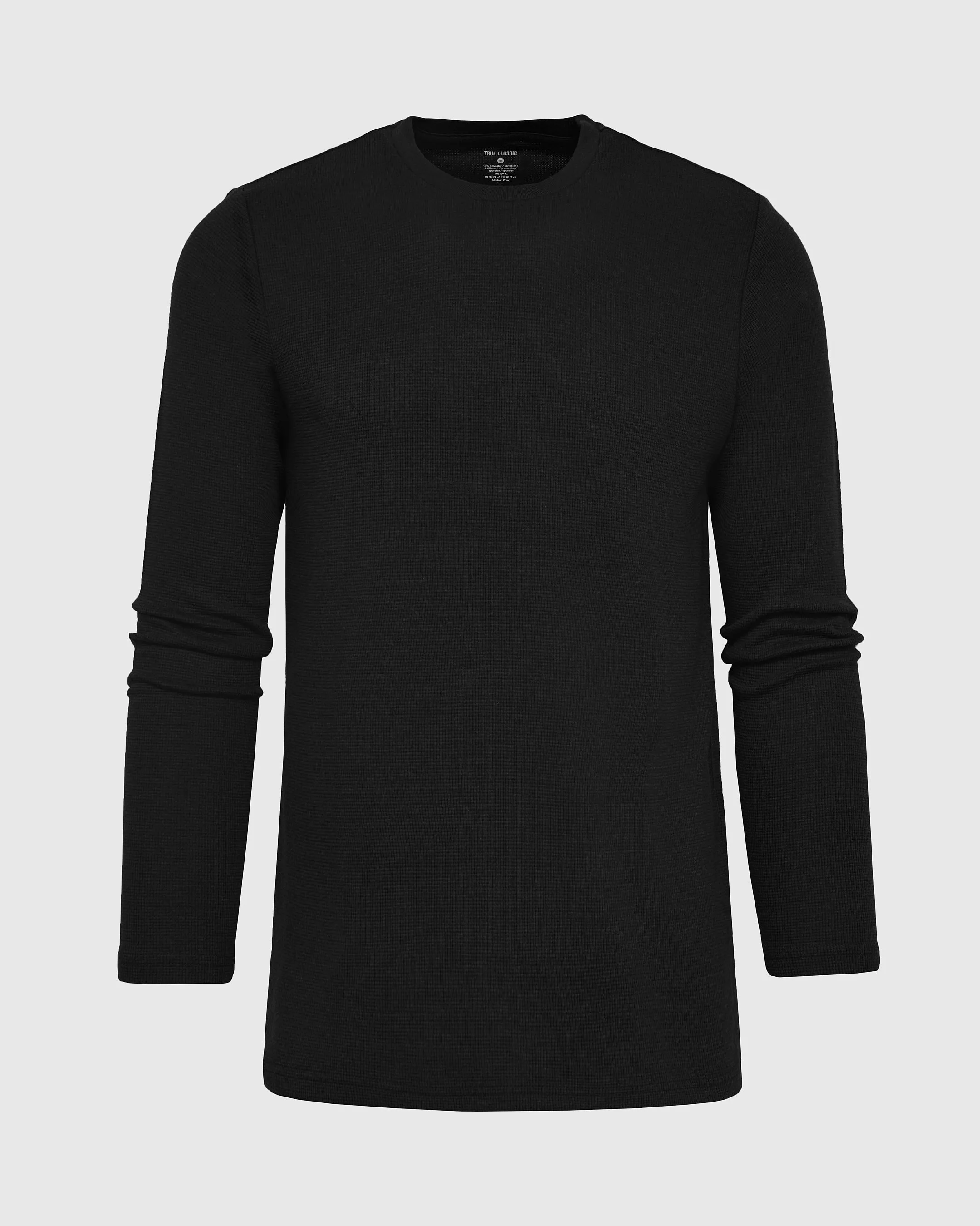 Black Long Sleeve Tall Waffle Crew sold by True Classic product image thumbnail 2