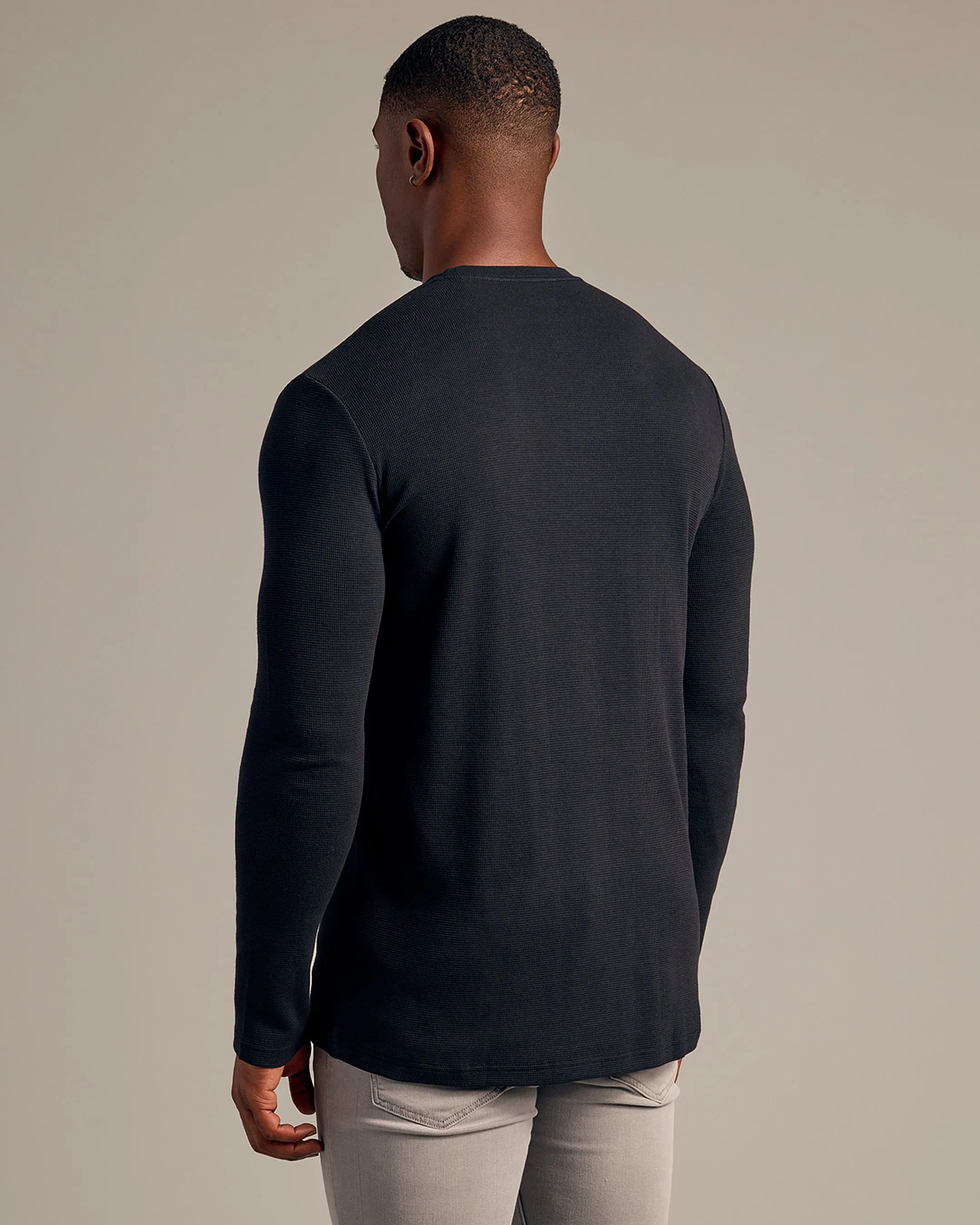 Black Long Sleeve Tall Waffle Crew sold by True Classic product image thumbnail 3