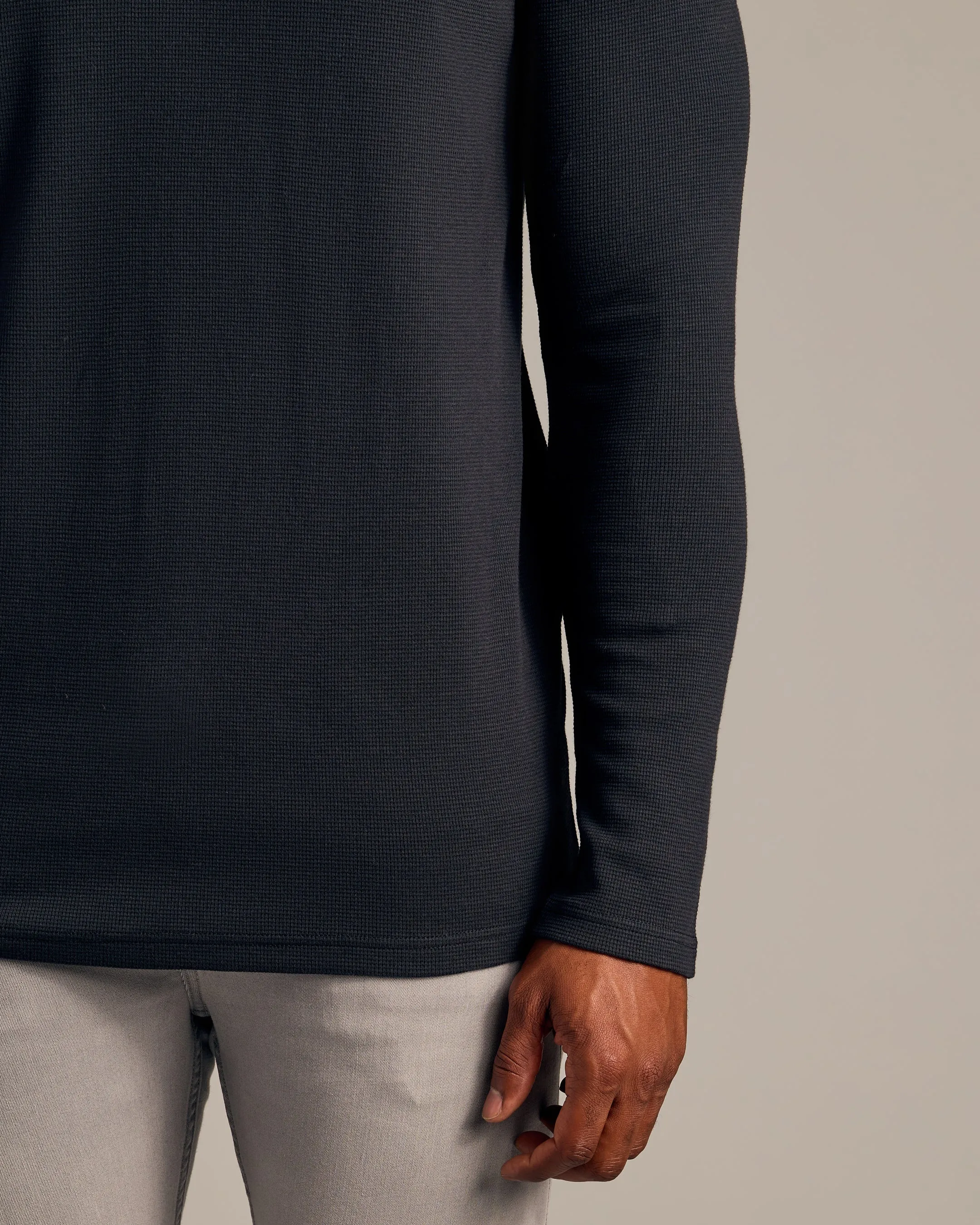 Black Long Sleeve Tall Waffle Crew sold by True Classic product image thumbnail 5