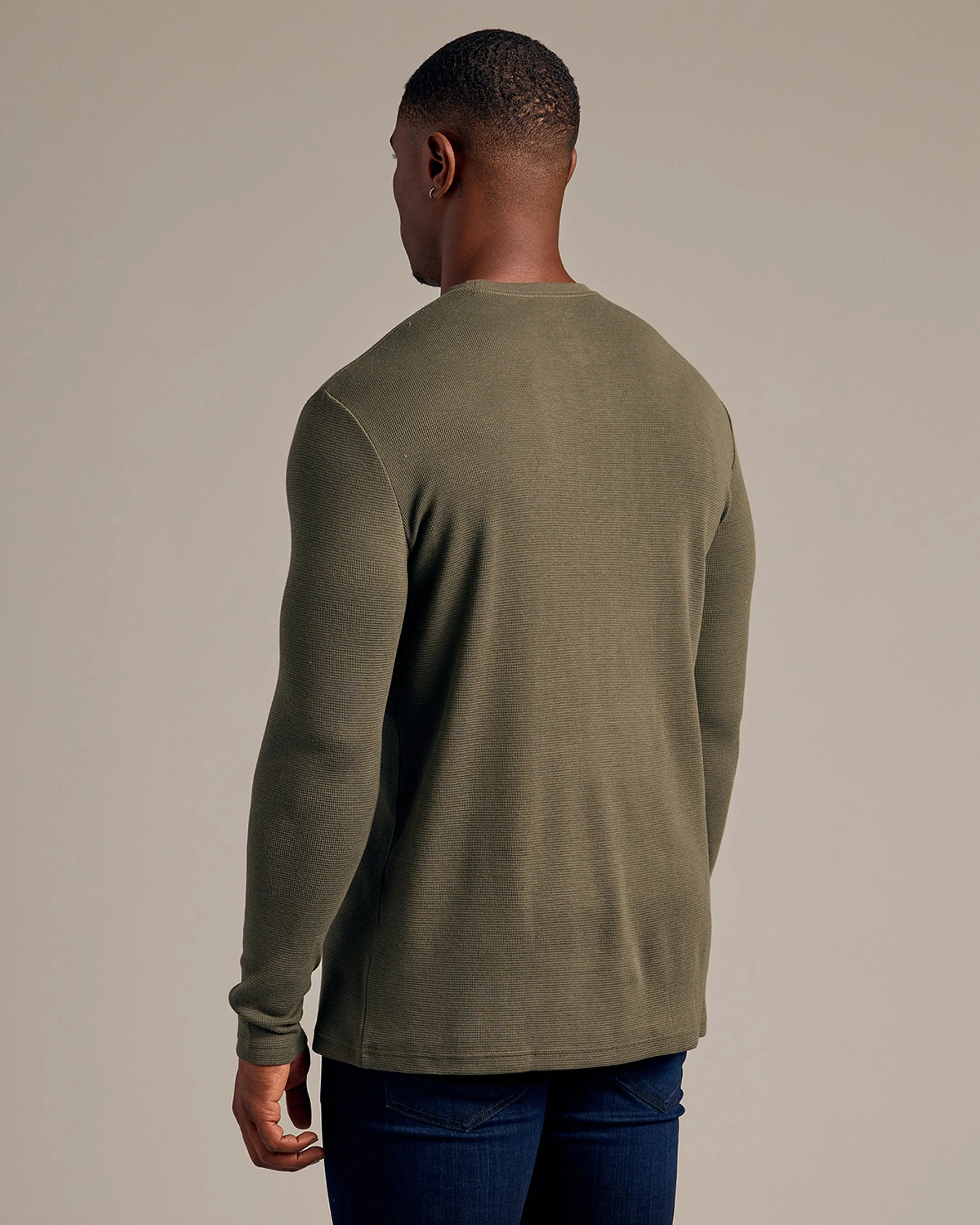 Kelp Long Sleeve Tall Waffle Crew sold by True Classic product image thumbnail 3