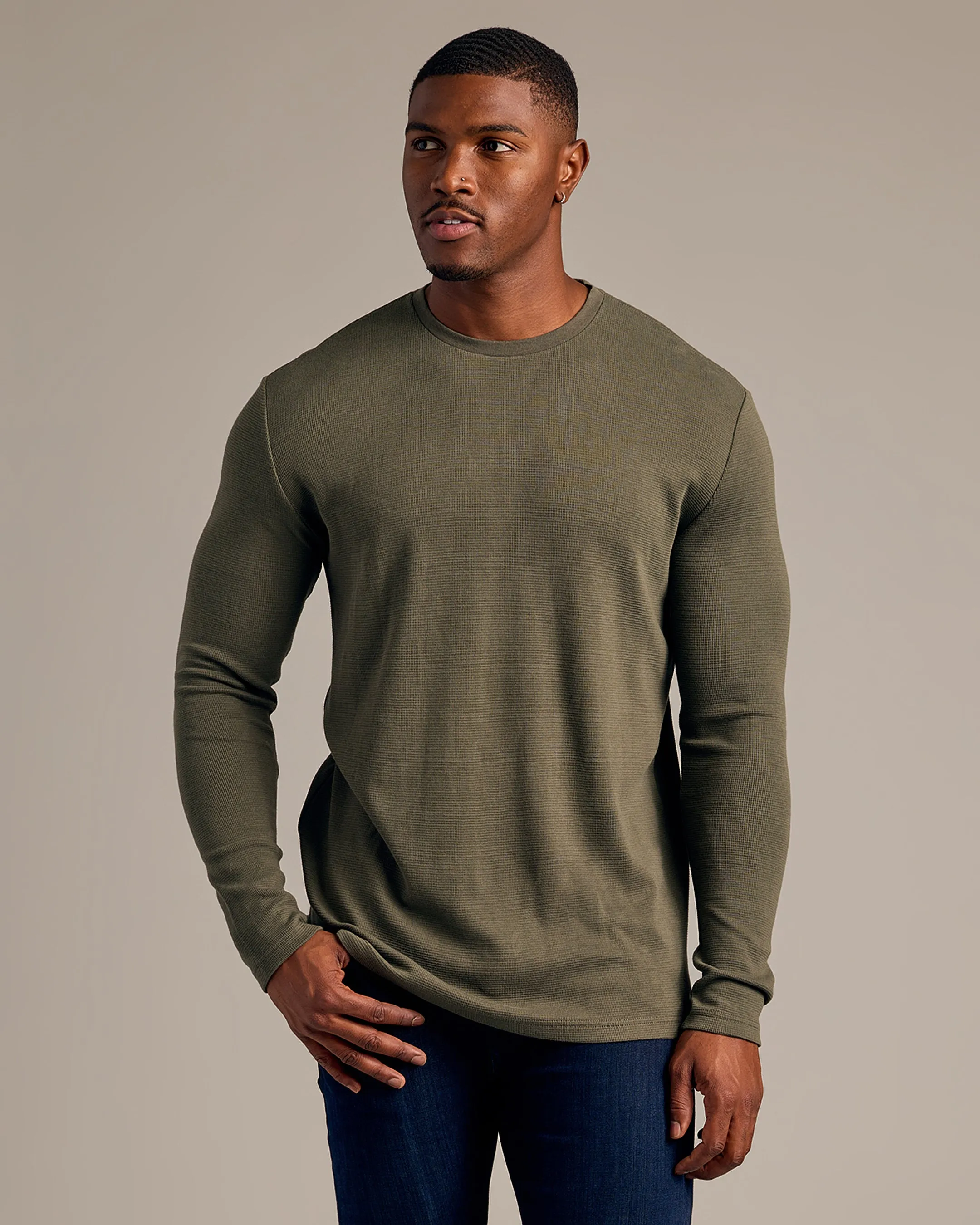 Kelp Long Sleeve Tall Waffle Crew sold by True Classic