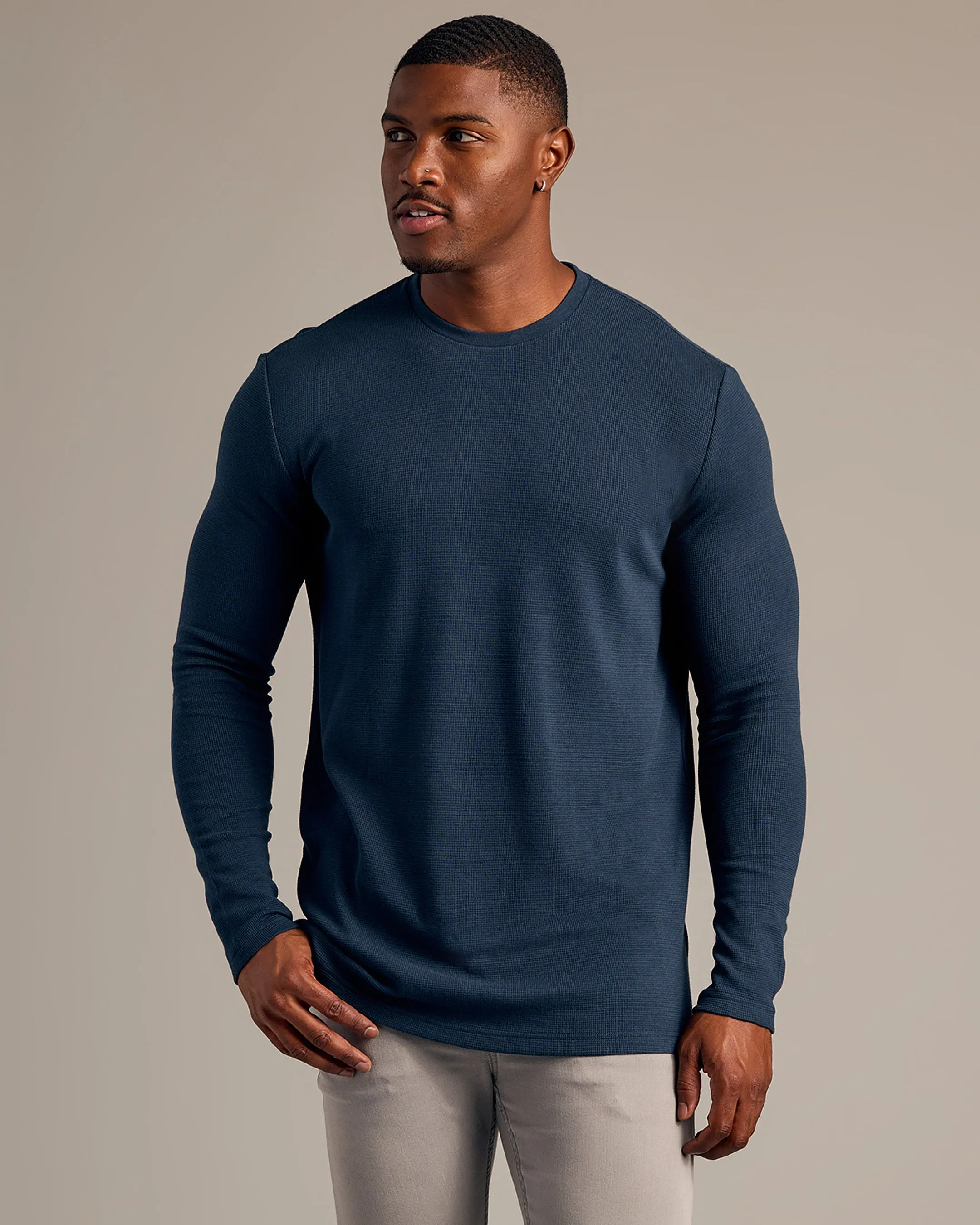 Navy Long Sleeve Tall Waffle Crew sold by True Classic
