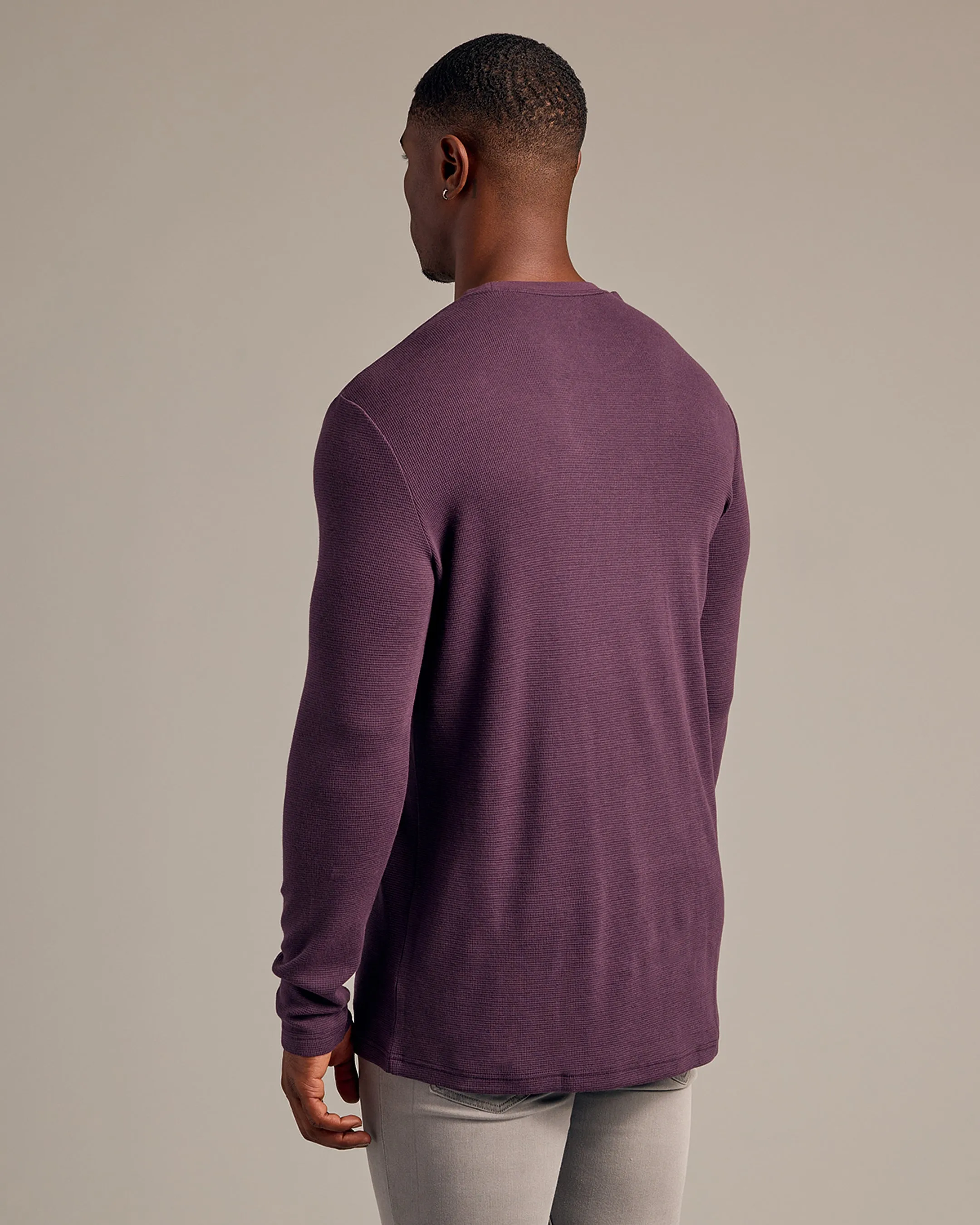 Plum Long Sleeve Tall Waffle Crew sold by True Classic product image thumbnail 3