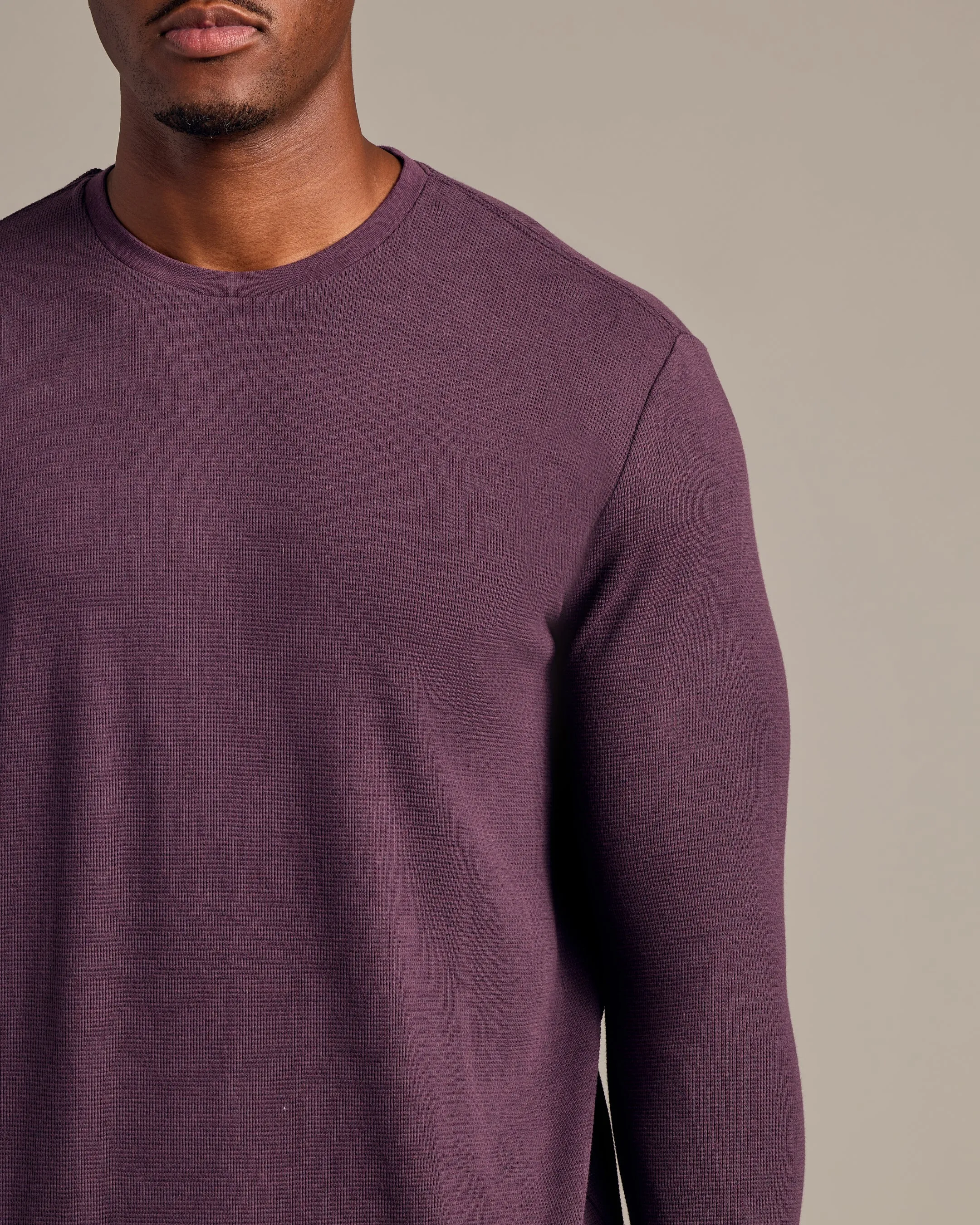 Plum Long Sleeve Tall Waffle Crew sold by True Classic product image thumbnail 4