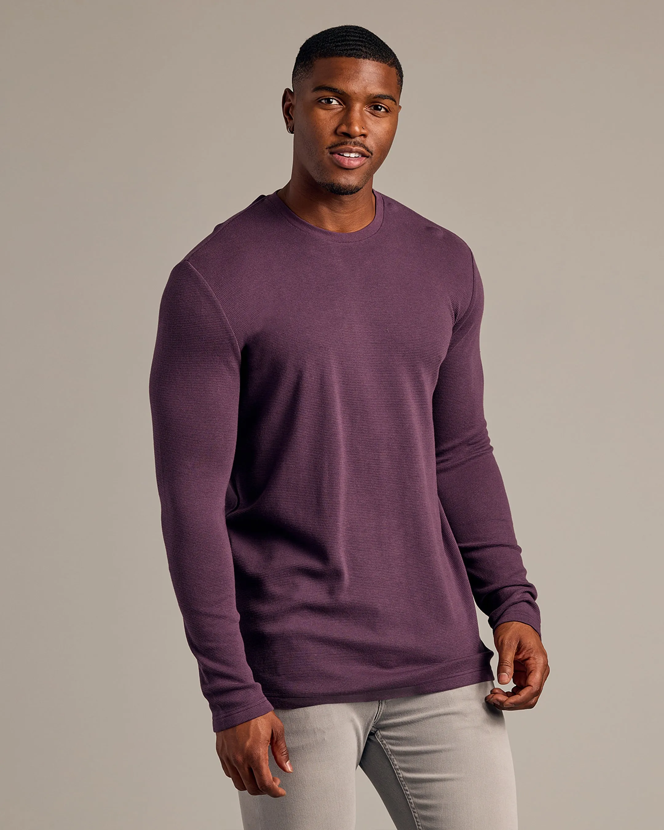 Plum Long Sleeve Tall Waffle Crew sold by True Classic