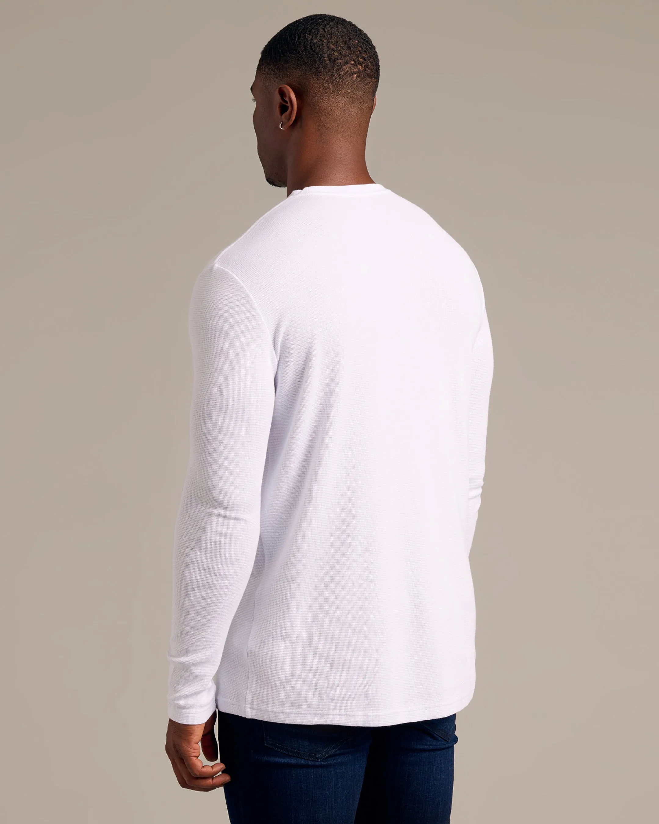 White Long Sleeve Tall Waffle Crew sold by True Classic product image thumbnail 3