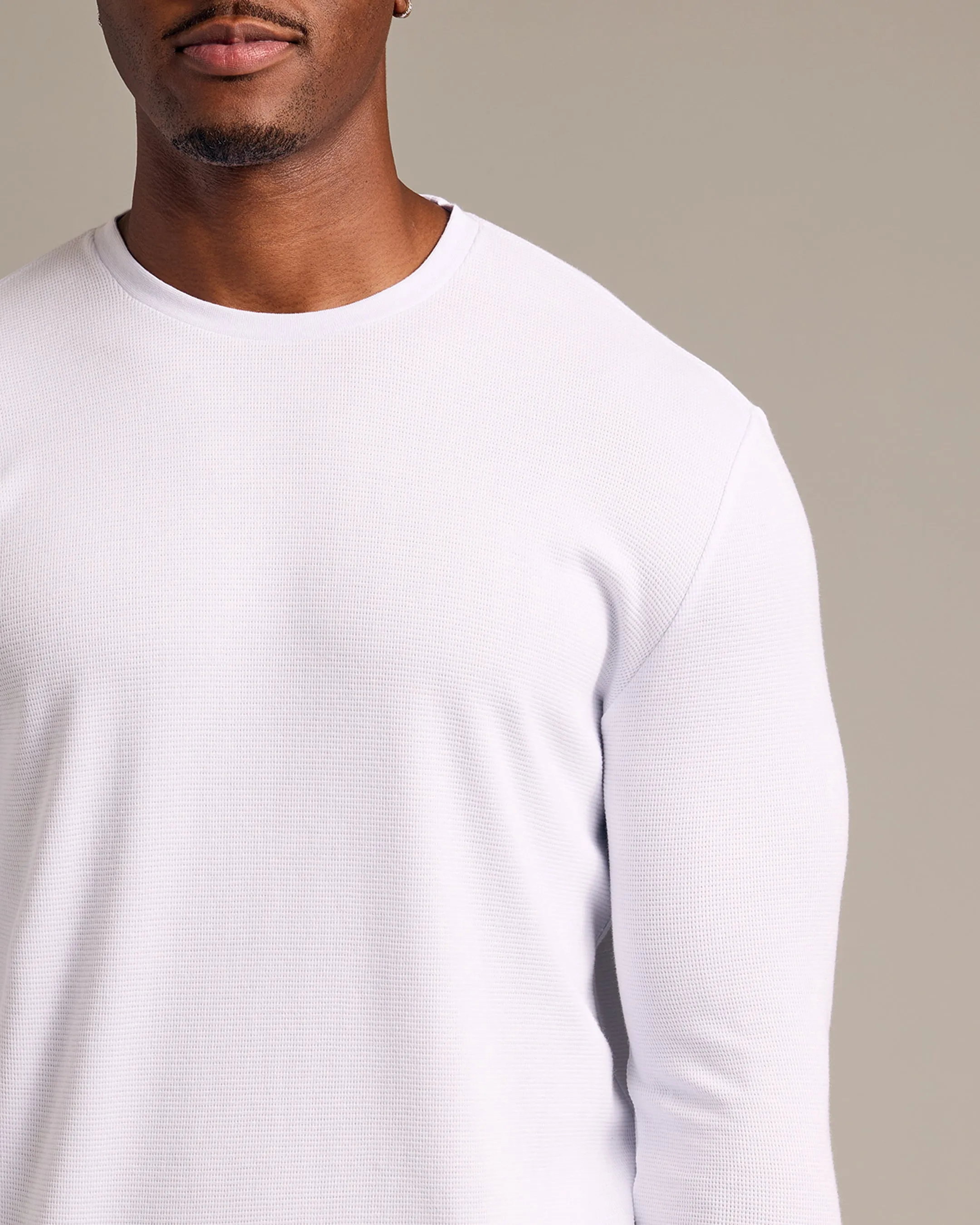 White Long Sleeve Tall Waffle Crew sold by True Classic product image thumbnail 4