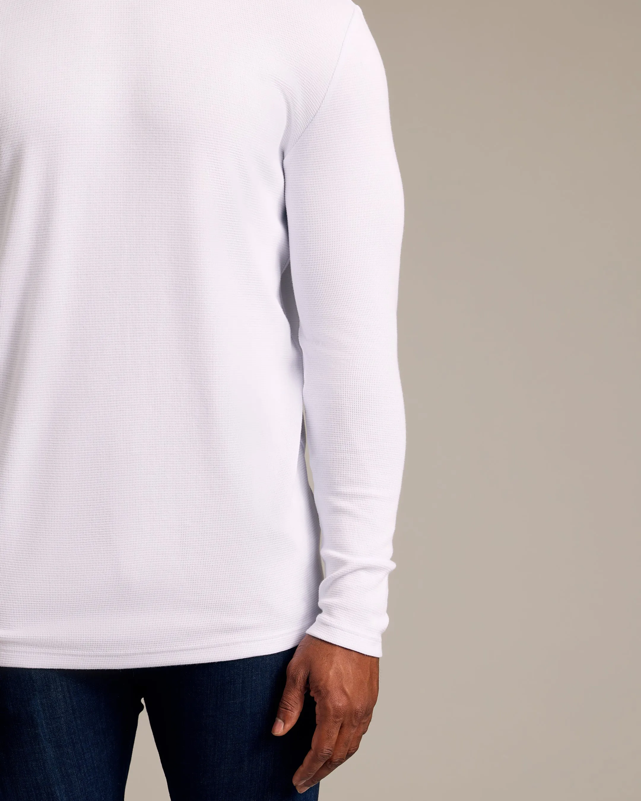 White Long Sleeve Tall Waffle Crew sold by True Classic product image thumbnail 5