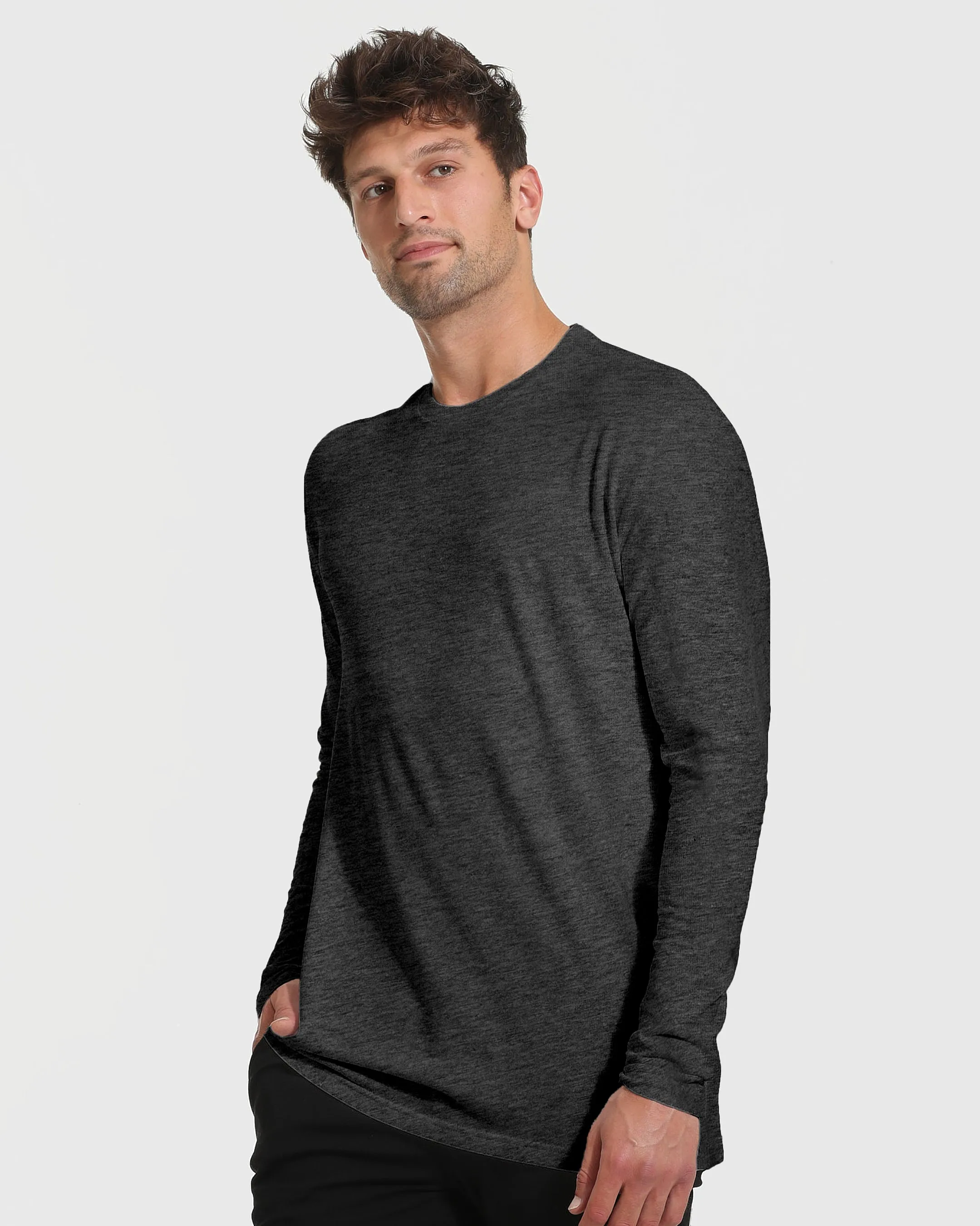 Charcoal Heather Gray Tall Long Sleeve T-Shirt sold by True Classic product image thumbnail 3