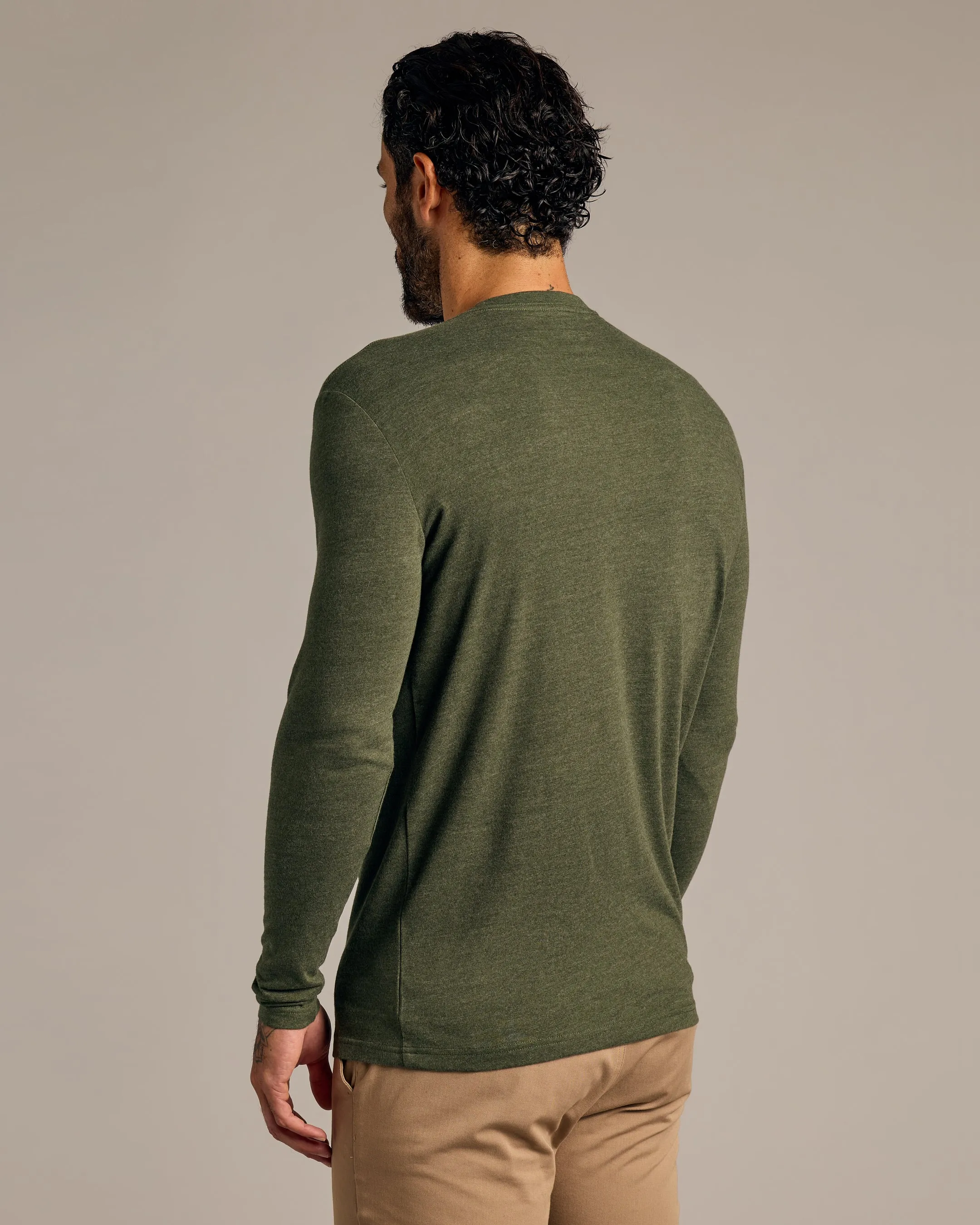 Dark Heather Olive Tall Long Sleeve T-Shirt sold by True Classic product image thumbnail 3